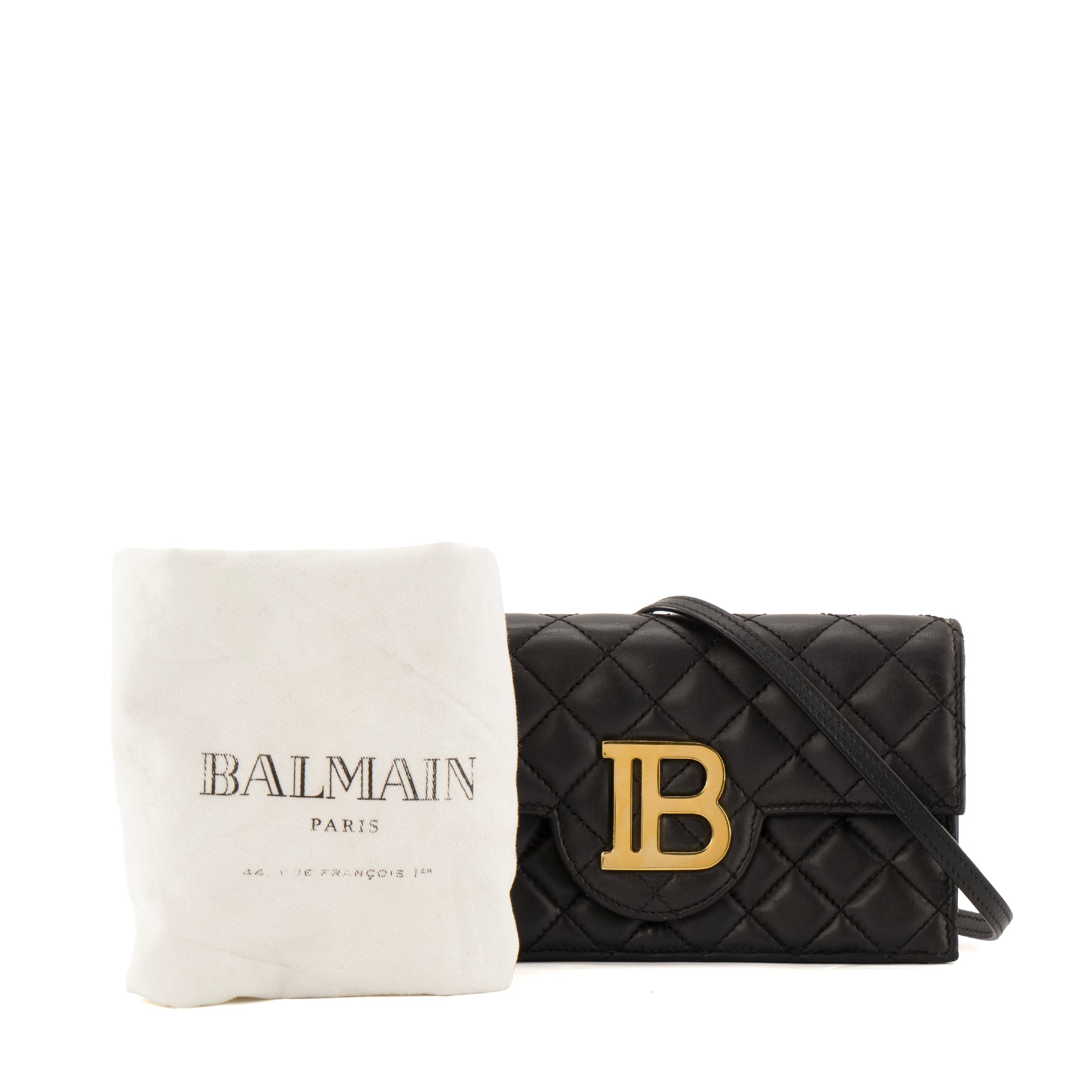 BALMAIN - Sac à bandoulière Wallet on Chain B-Buzz Balmain en cuir matelassé noir