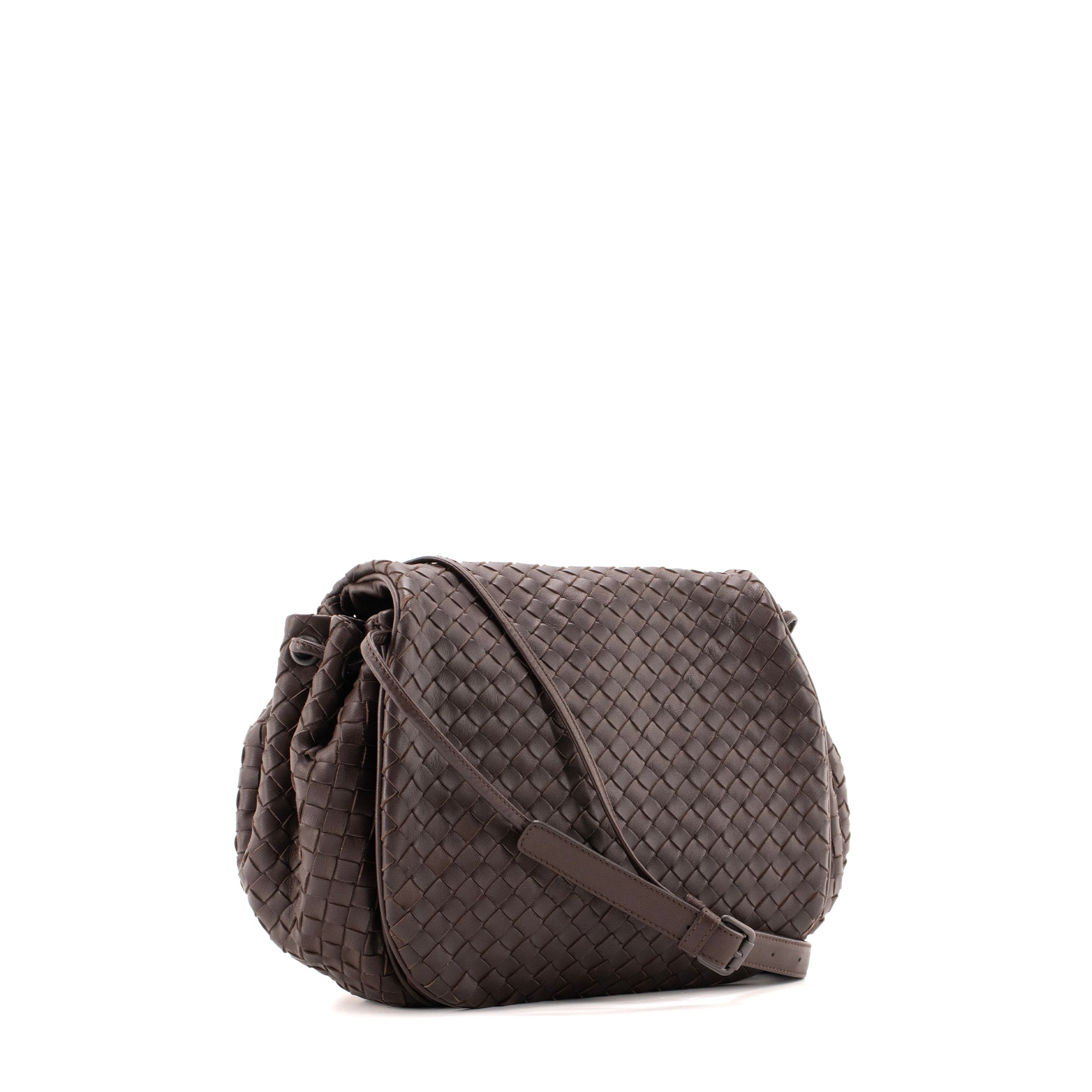 BOTTEGA VENETA - Sac à bandoulière Bottega Veneta en cuir intrecciato marron vintage