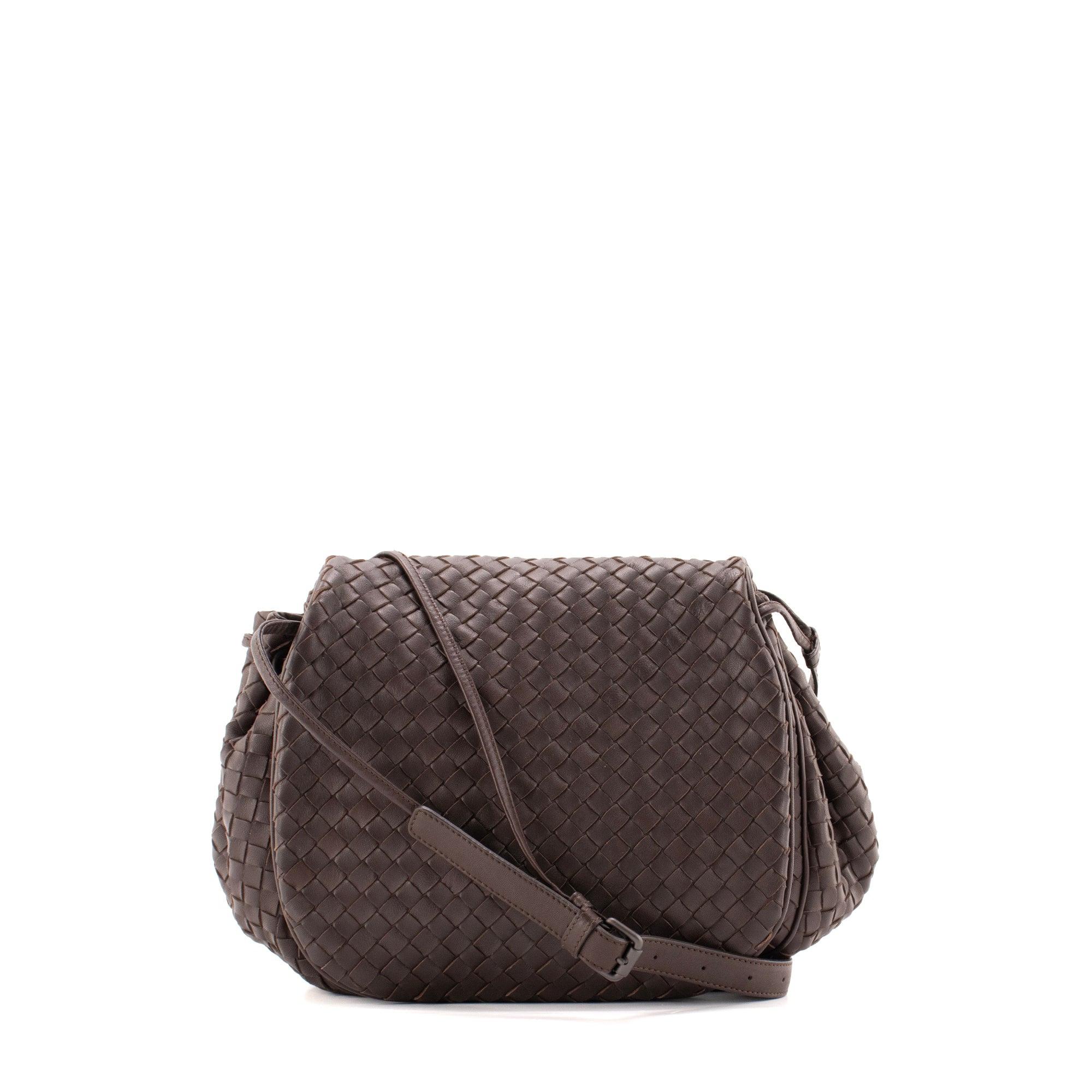 BOTTEGA VENETA - Sac à bandoulière Bottega Veneta en cuir intrecciato marron vintage