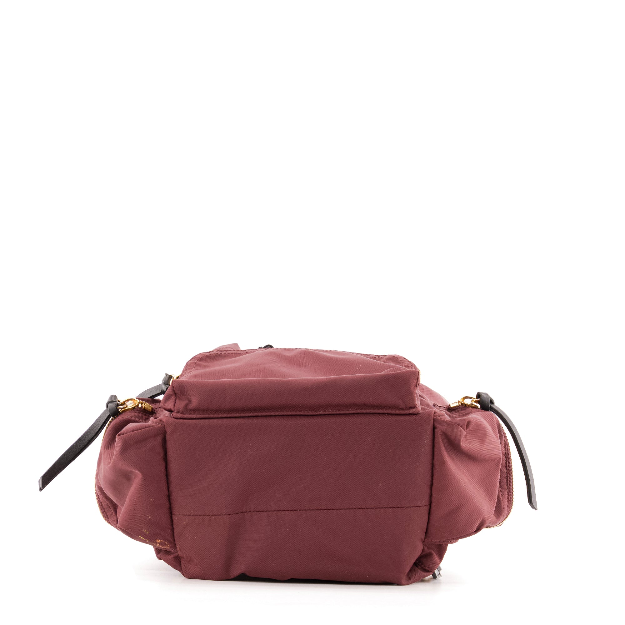 BURBERRY - Sac à dos Burberry en toile bordeaux et cuir noir