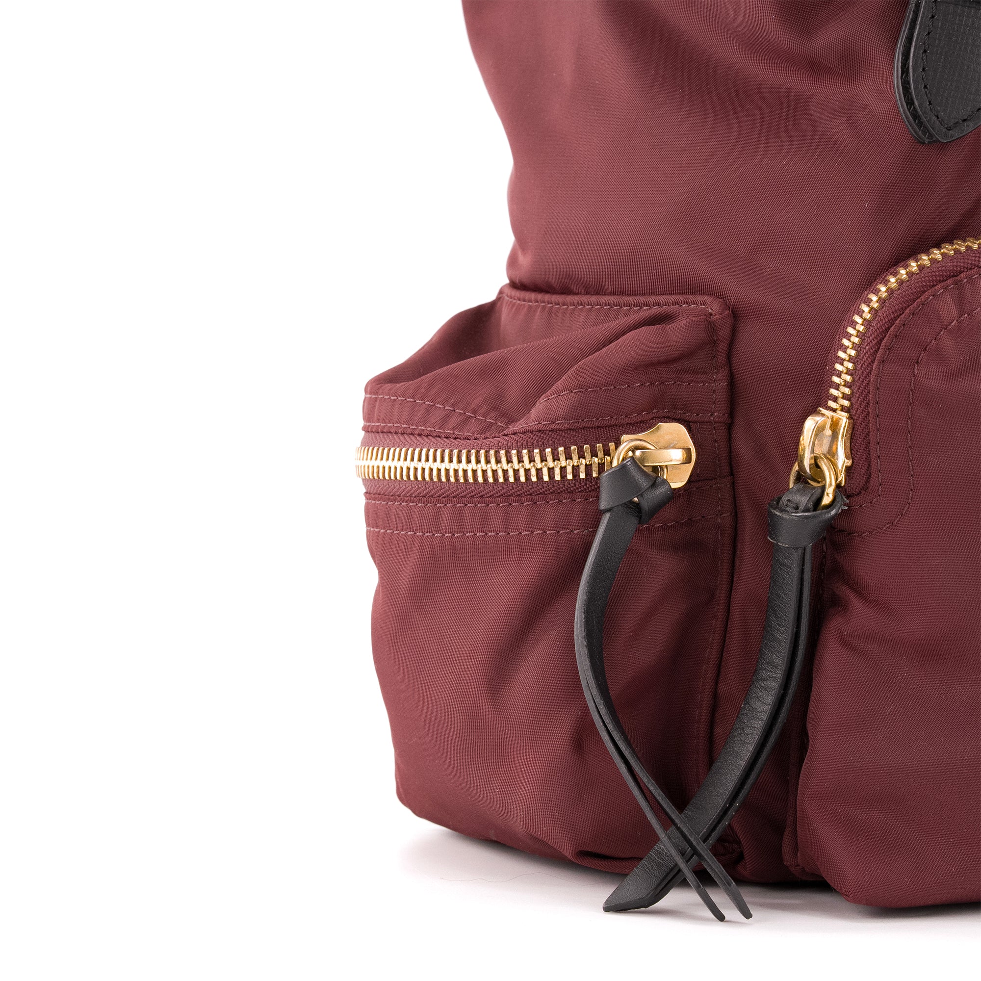 BURBERRY - Sac à dos Burberry en toile bordeaux et cuir noir