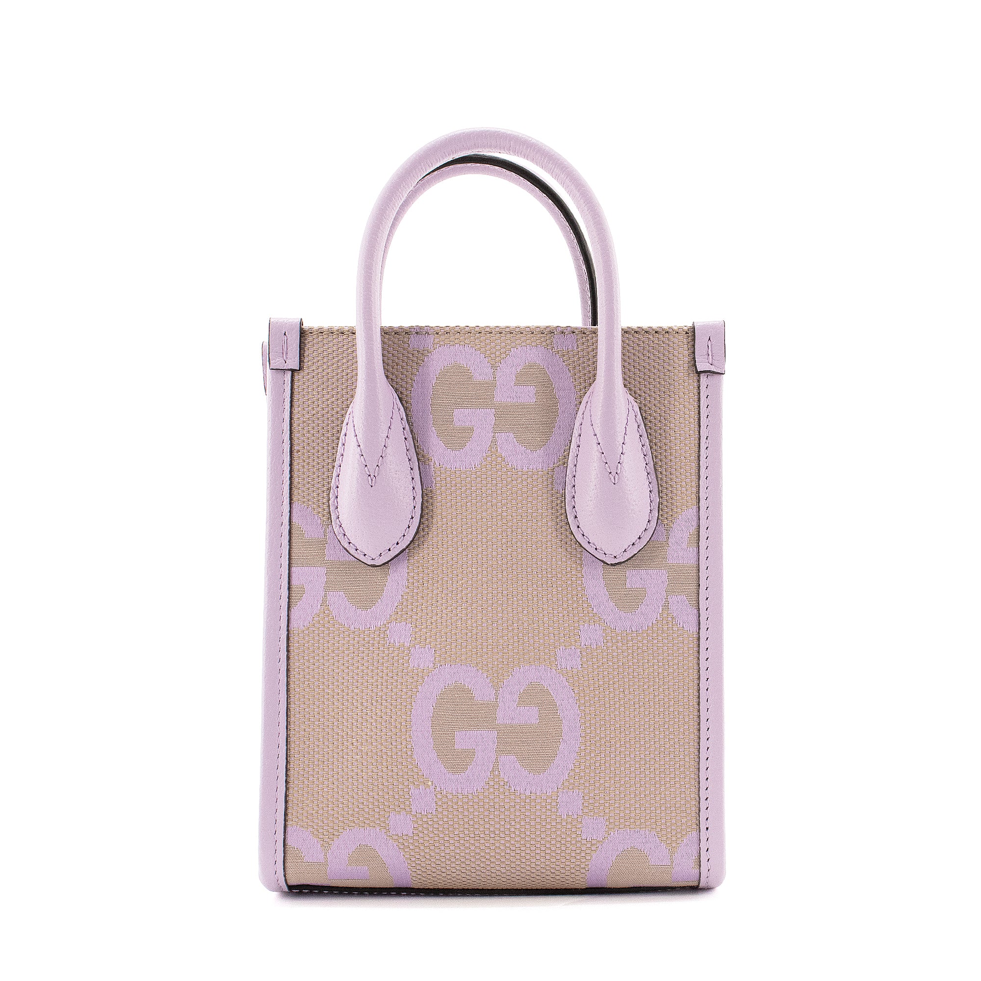 GUCCI - Sac à bandoulière Cabas Plat Gucci en toile et cuir violet