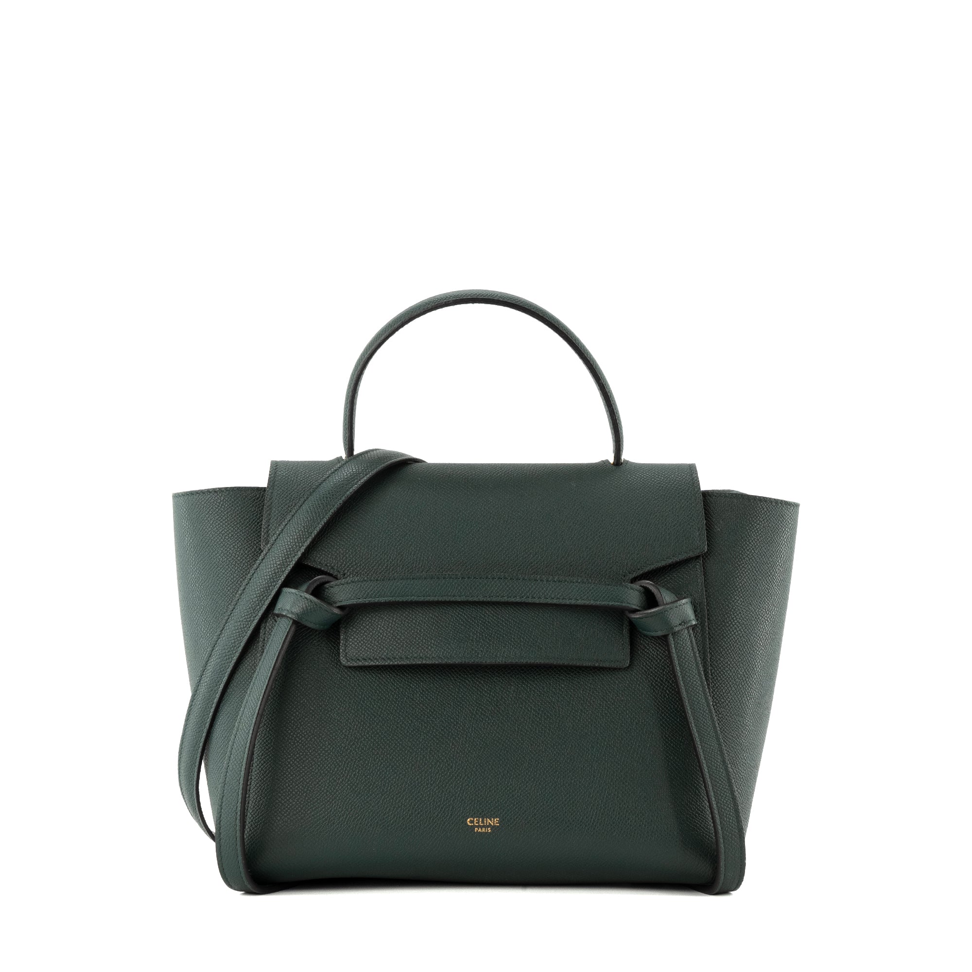 CELINE - Sac à bandoulière Belt Micro Celine en cuir grainé vert sapin