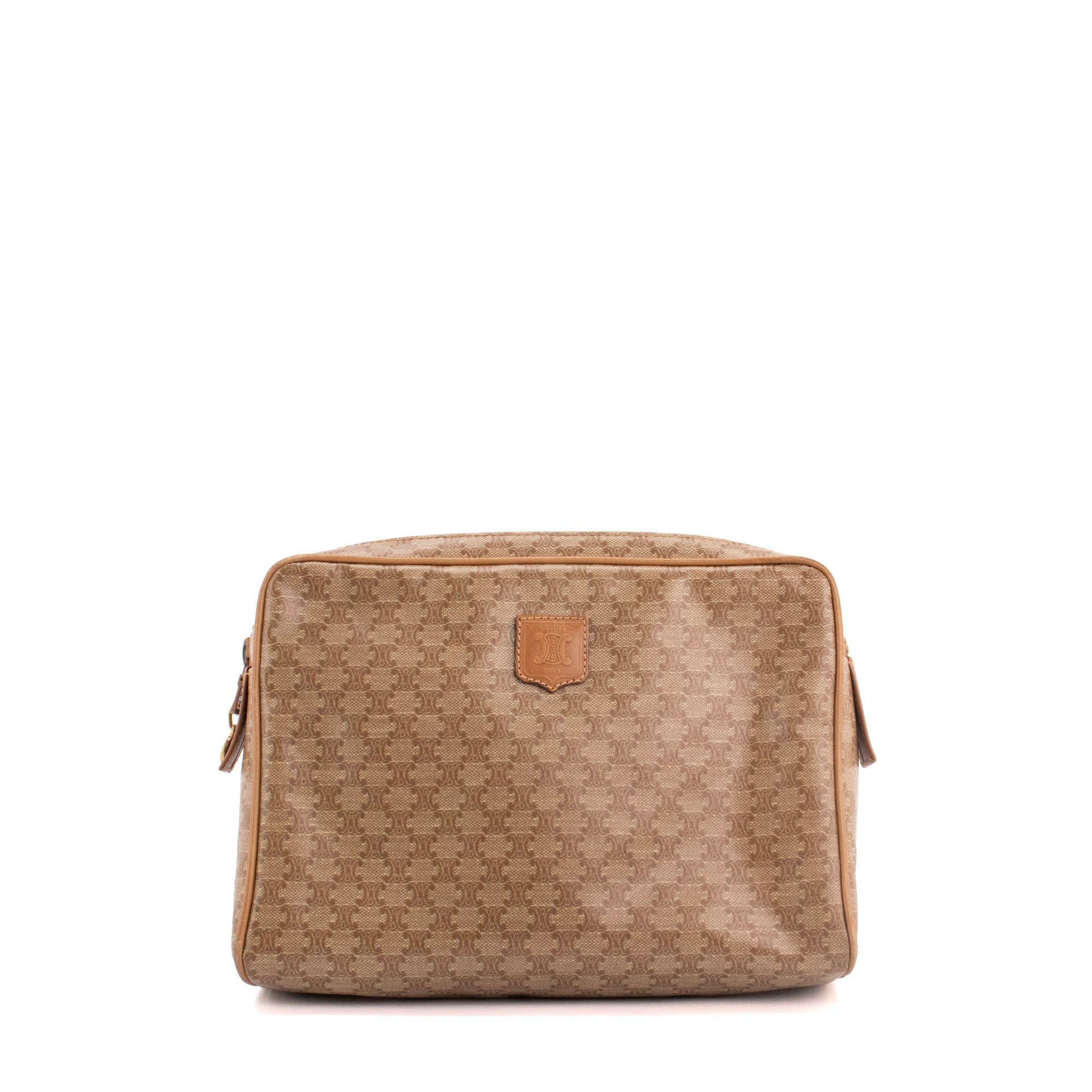CELINE - Pochette Celine en toile monogrammée beige vintage