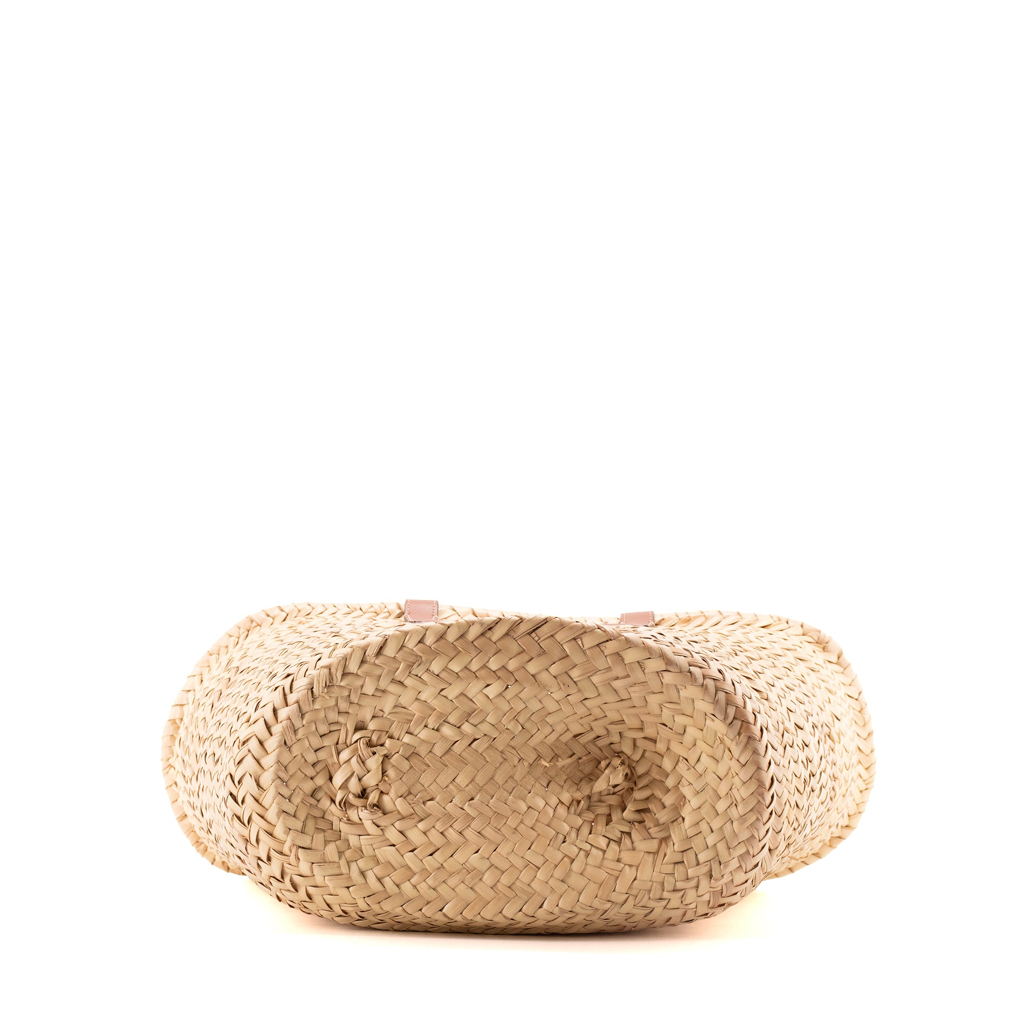 CELINE - Sac cabas Panier Triomphe Moyen Celine en feuilles de palmier et cuir marron