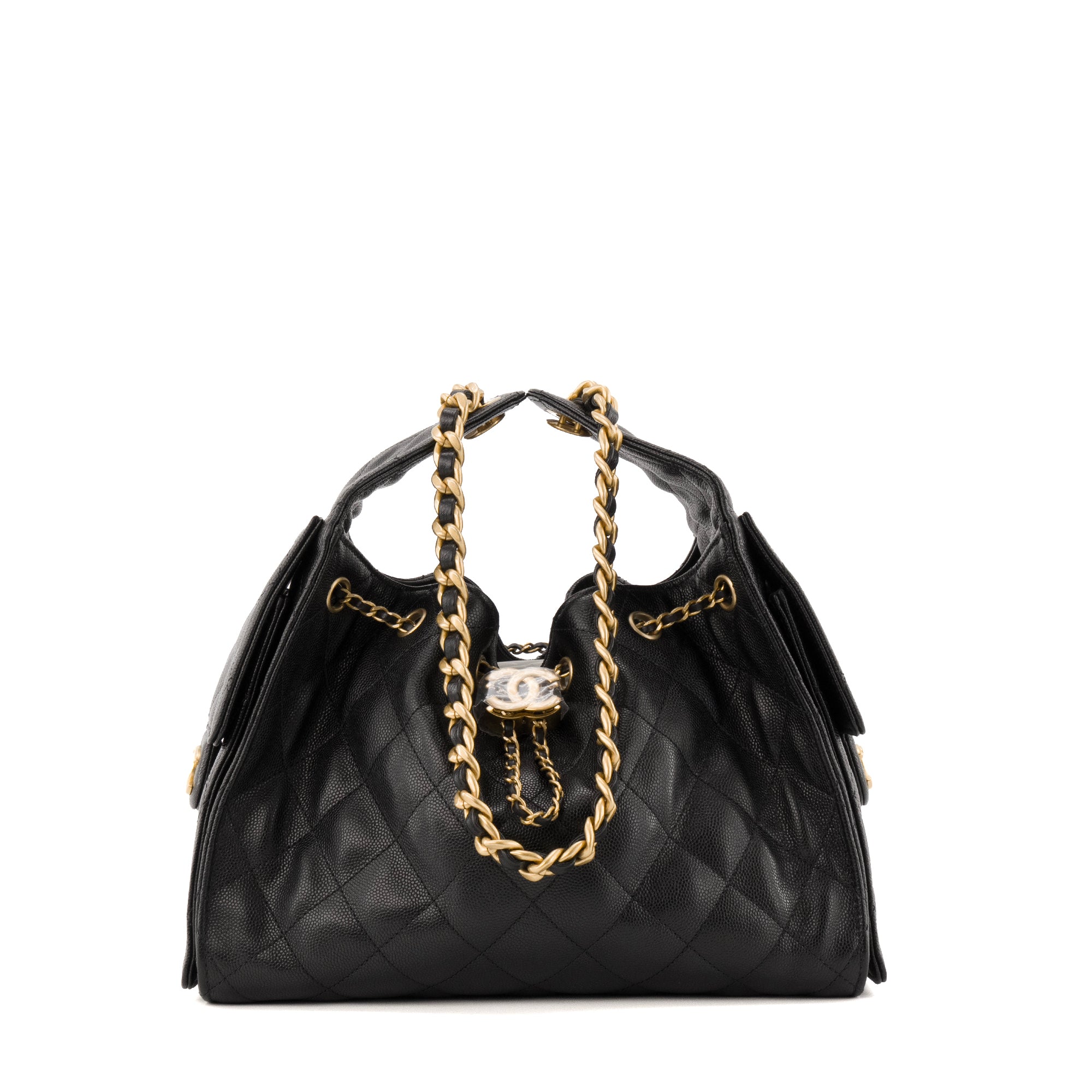 CHANEL - Sac à épaule Chanel 25 small en cuir caviar noir