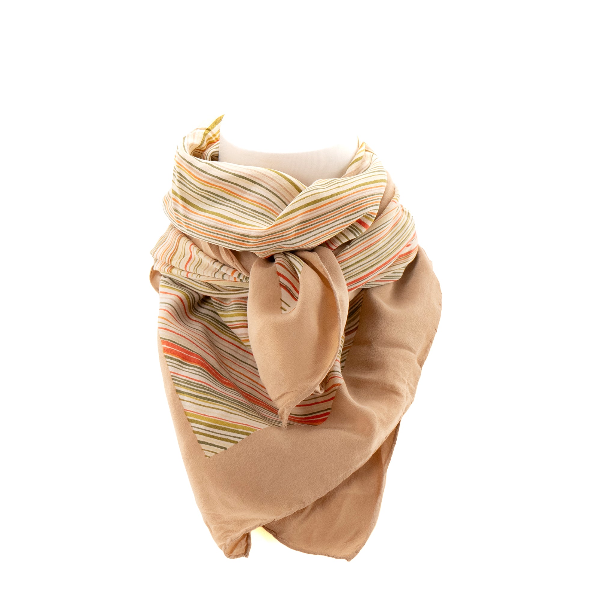 CHANEL - Pink and gray camellia 90 silk scarf