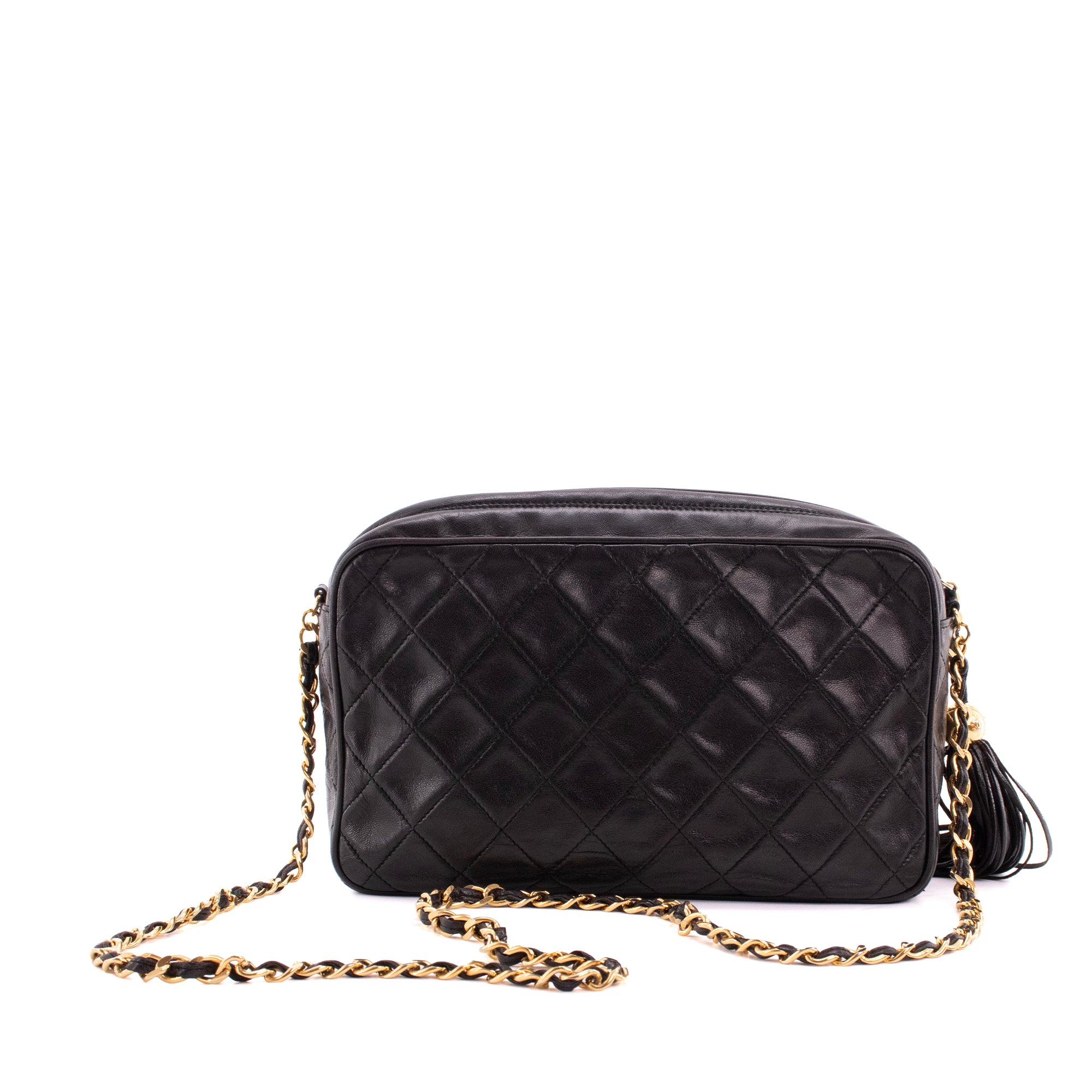 CHANEL - Sac à bandoulière Camera Chanel en cuir lisse noir vintage