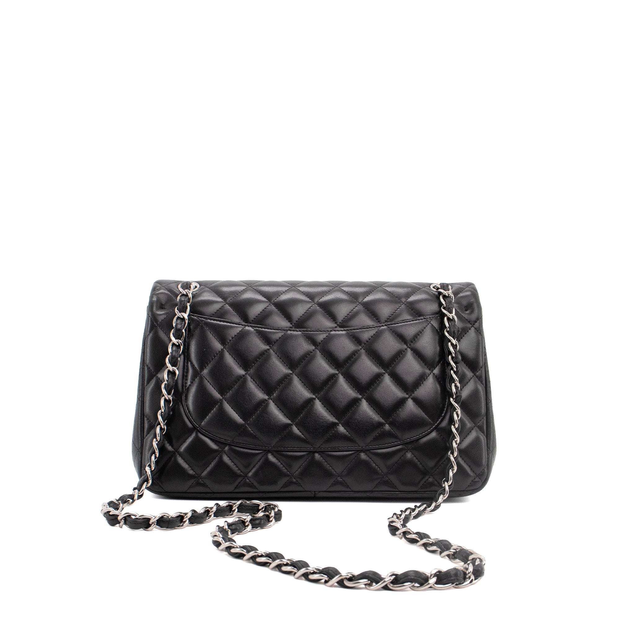 CHANEL - Sac à bandoulière Classique/Timeless Jumbo Chanel en cuir lisse noir