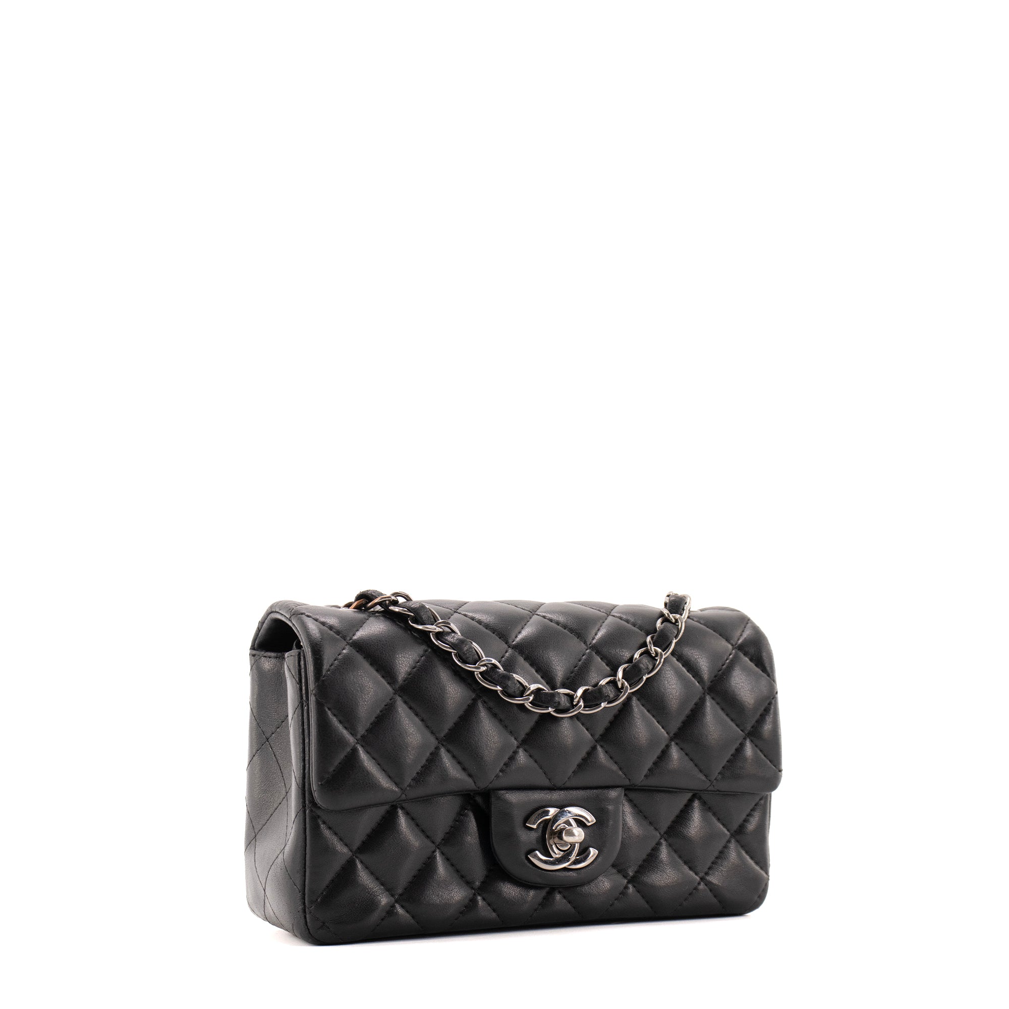 CHANEL - Sac à bandoulière Classique/Timeless Mini rectangle Chanel en cuir noir