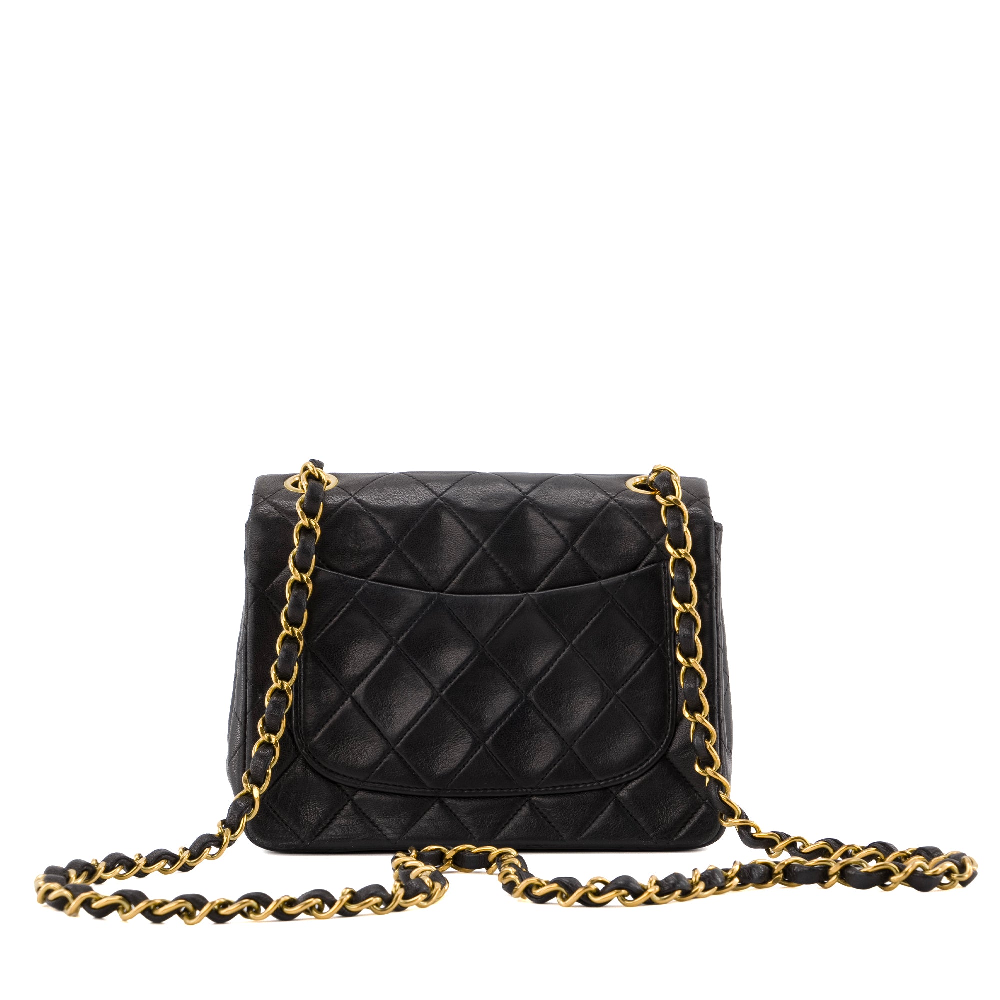 CHANEL - Sac à bandoulière Classique/Timeless Mini Square Chanel en cuir noir vintage