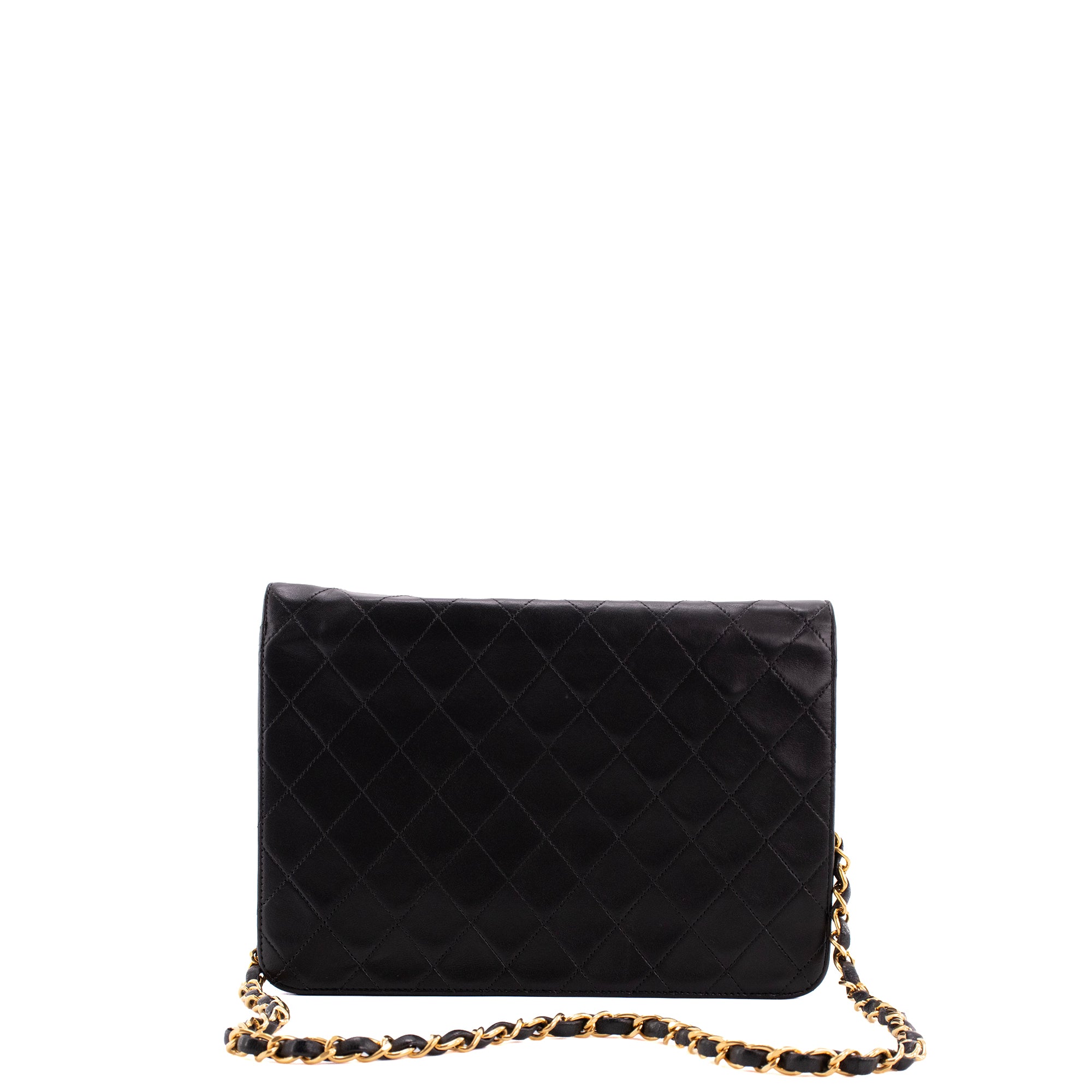 CHANEL - Sac à épaule Simple Rabat Chanel en cuir lisse noir vintage