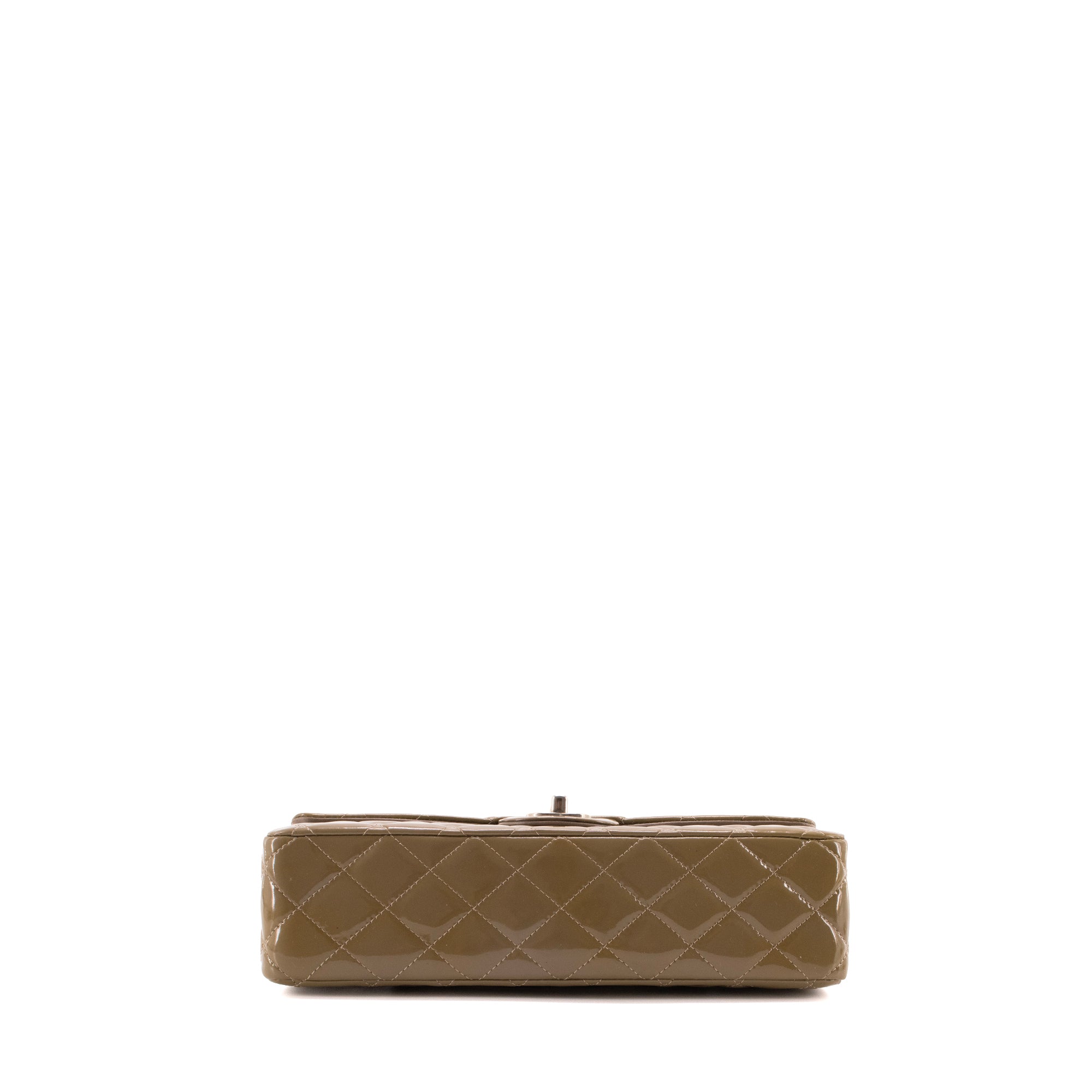 CHANEL - Sac à main Classique/Timeless 11.12 Chanel en cuir verni kaki