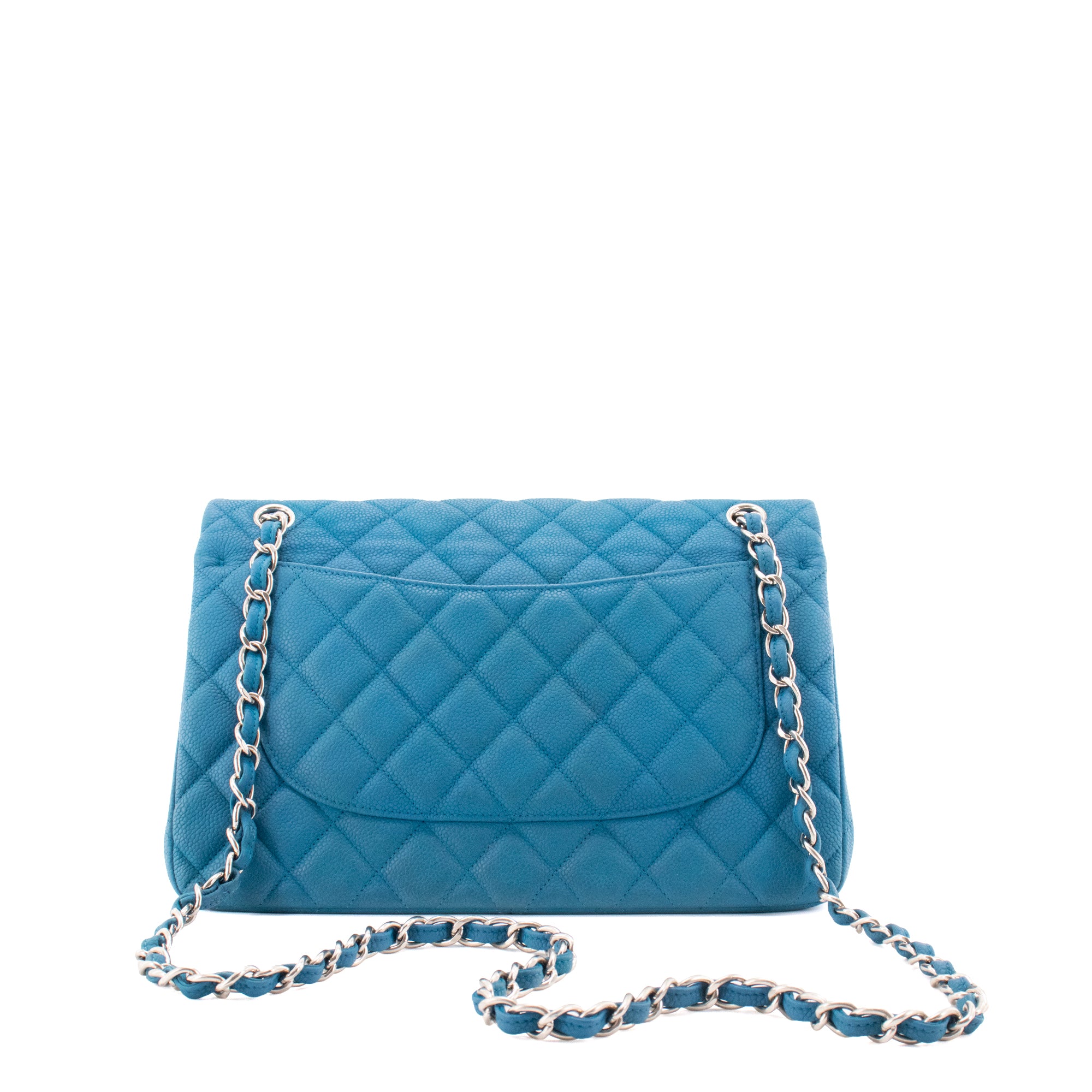 CHANEL - Sac à main Classique/Timeless Jumbo Chanel en cuir caviar bleu