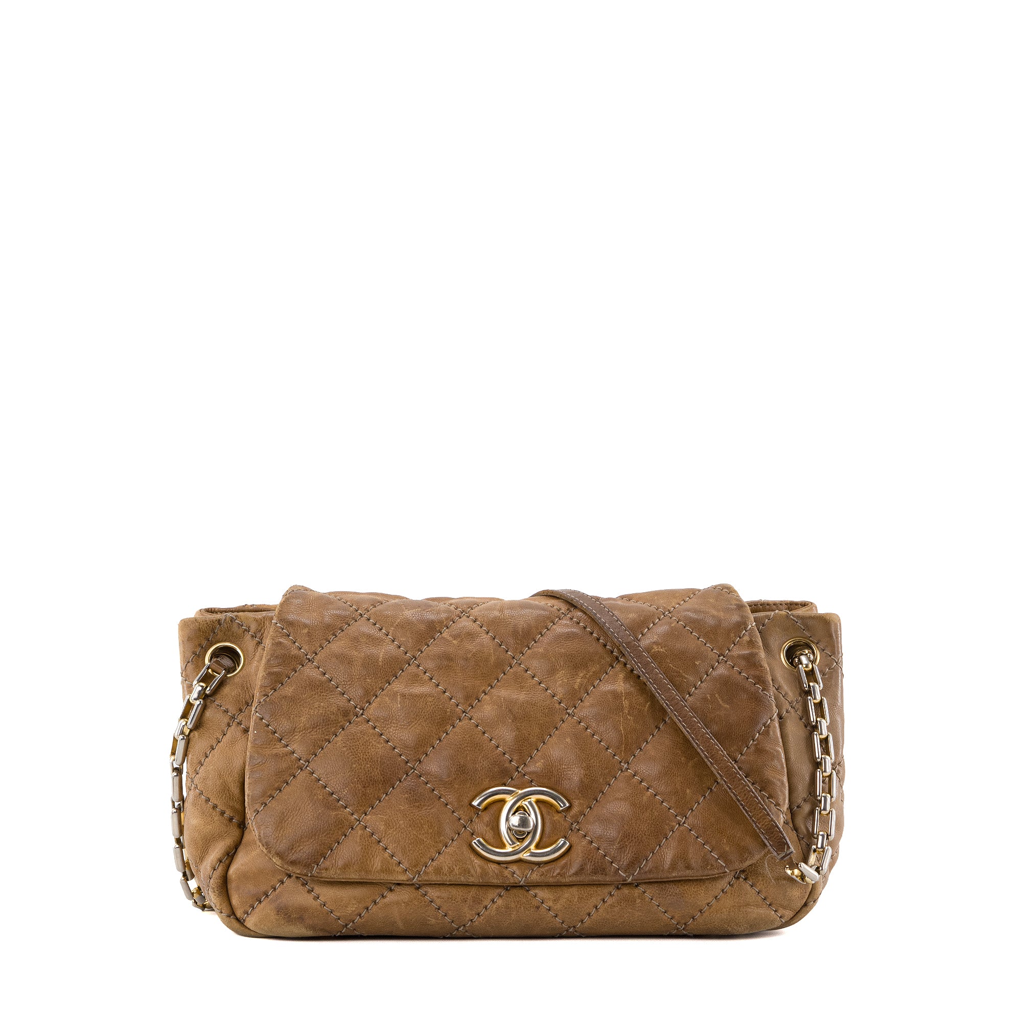 CHANEL - Sac à main Retro Accordéon Chanel en cuir grainé marron