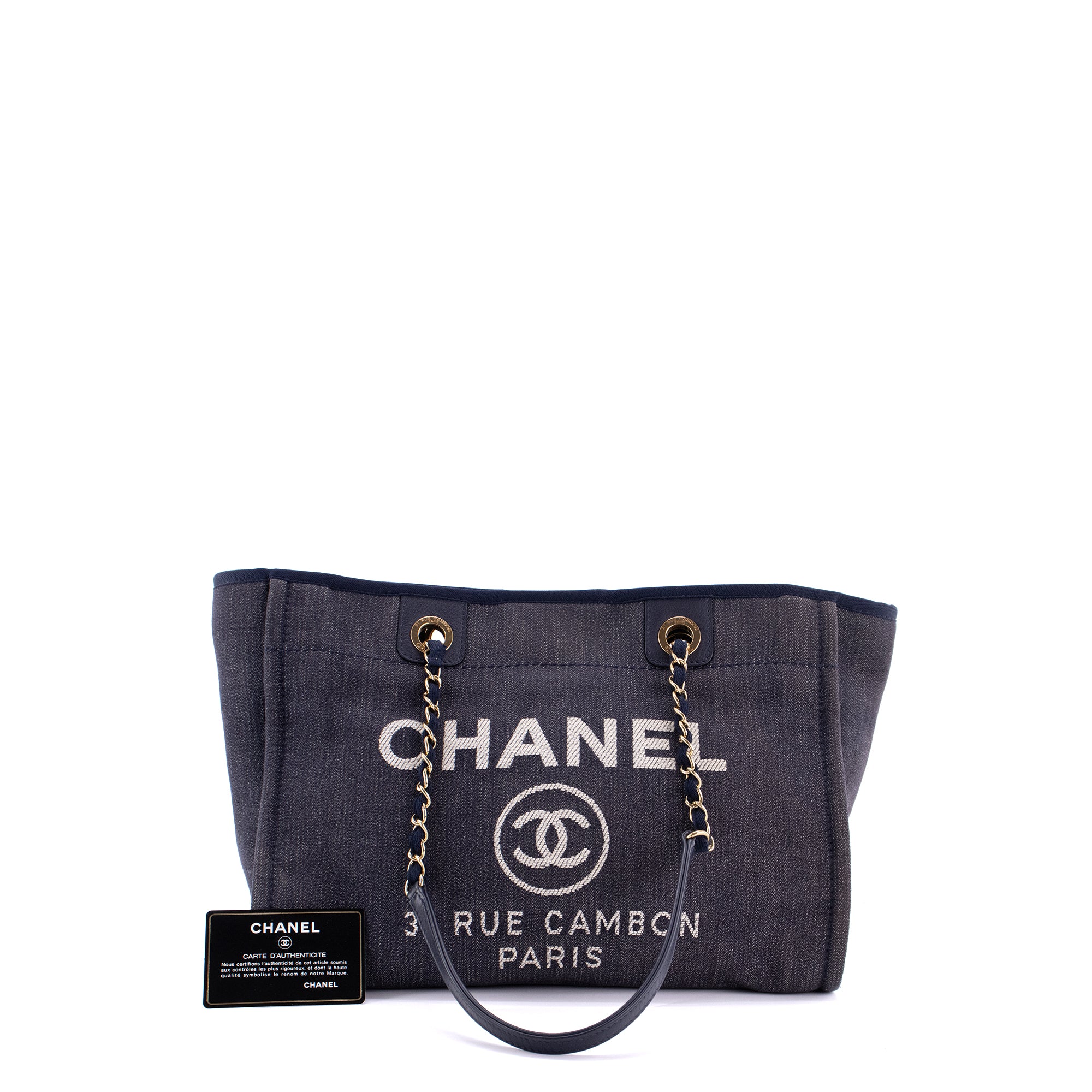 CHANEL - Sac cabas Deauville Chanel en toile bleu marine