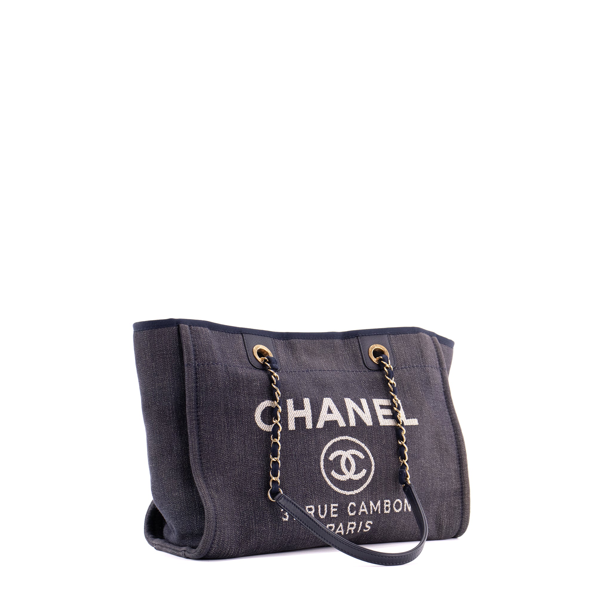 CHANEL - Sac cabas Deauville Chanel en toile bleu marine