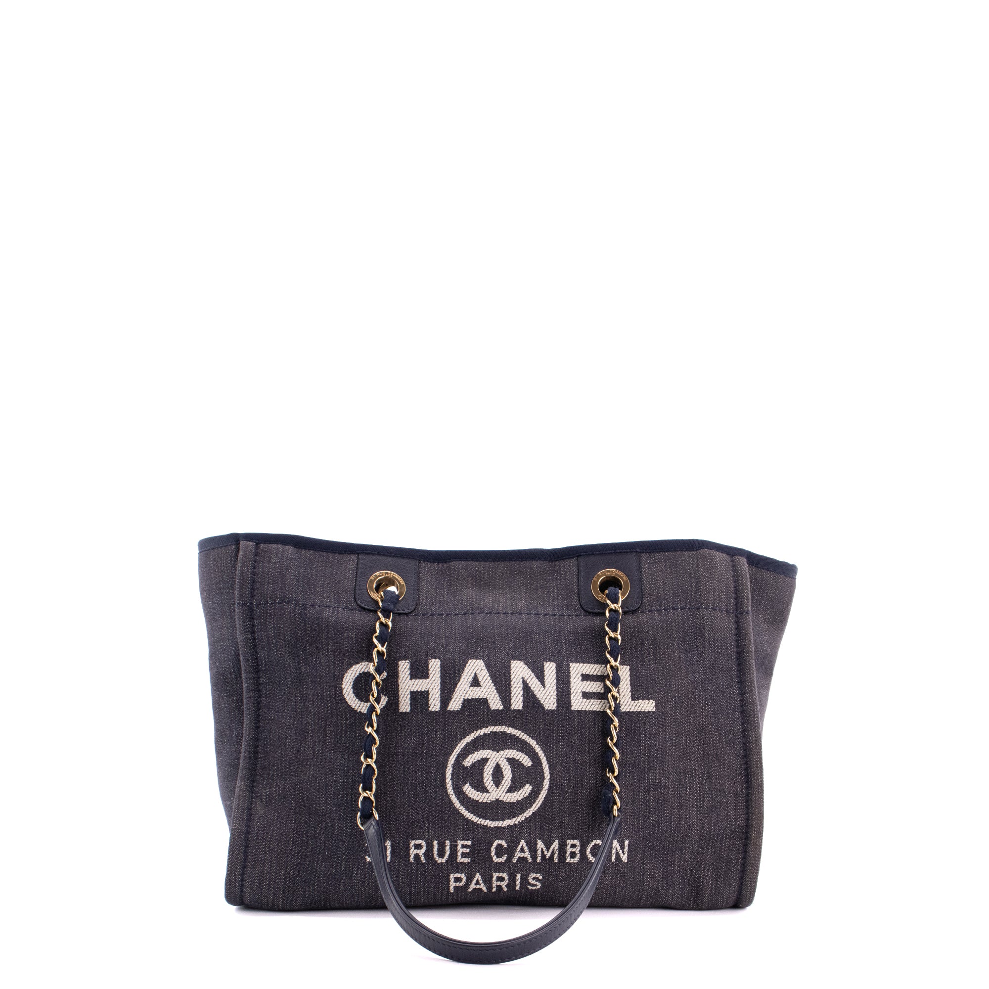CHANEL - Sac cabas Deauville Chanel en toile bleu marine
