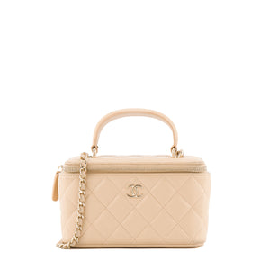 CHANEL - Sac à bandoulière Vanity Chanel en cuir beige