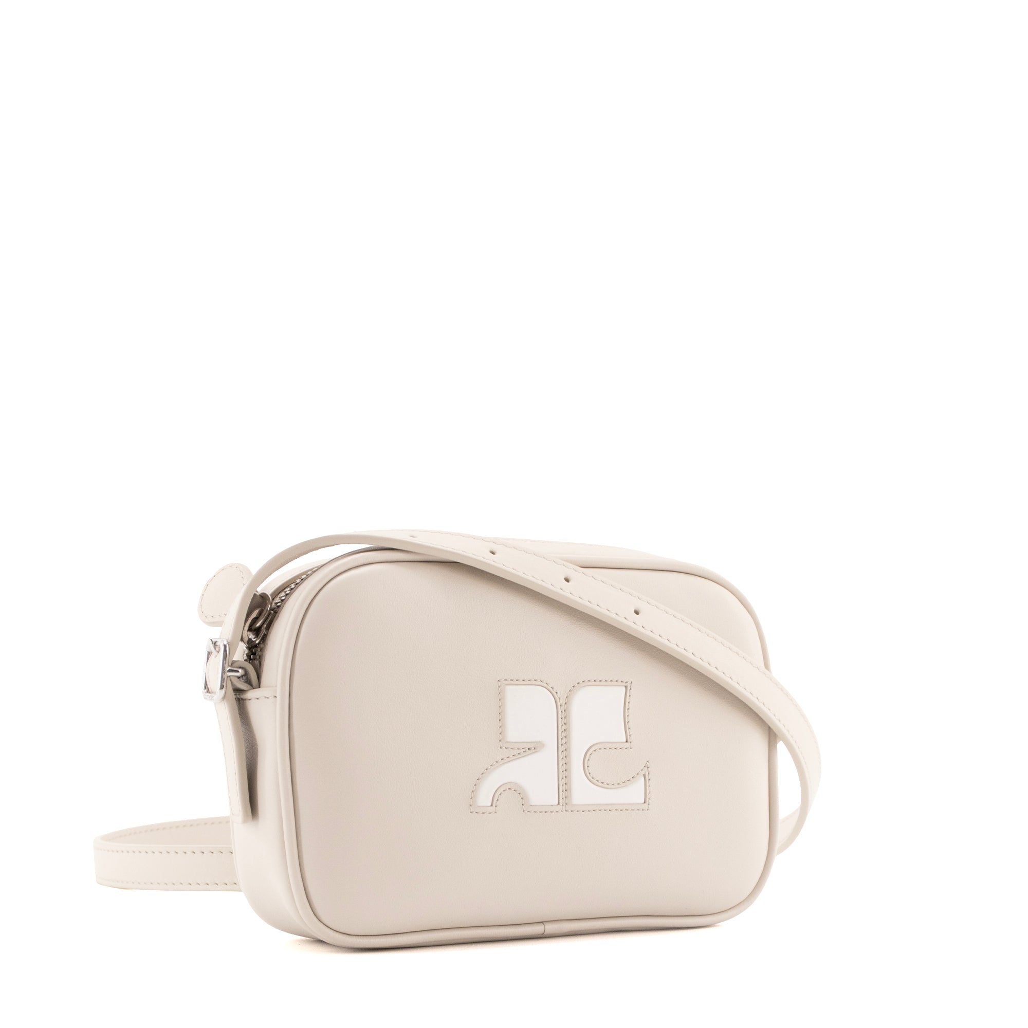 COURRÈGES - Sac à épaule Réédition Courrèges en cuir lisse beige