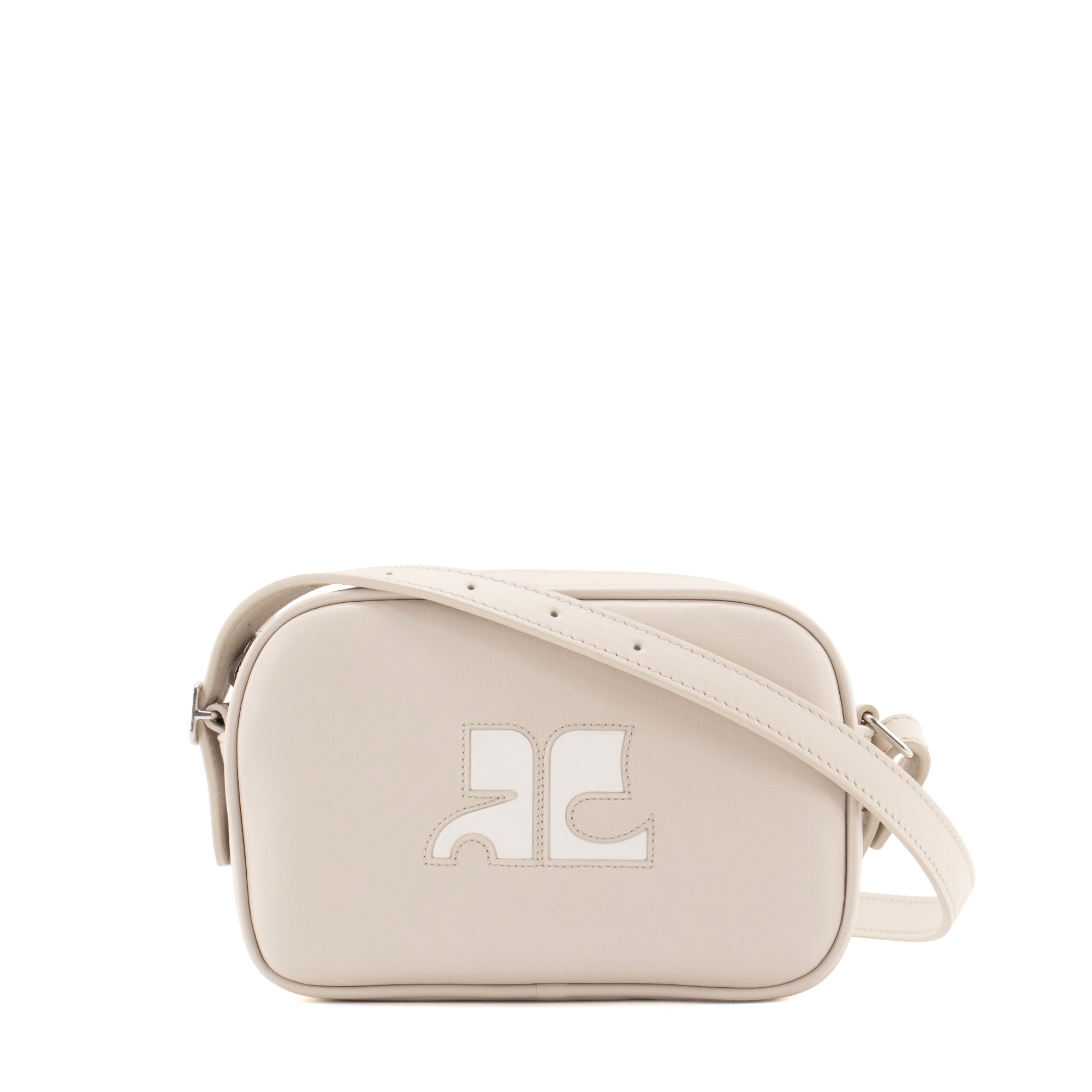 COURRÈGES - Sac à épaule Réédition Courrèges en cuir lisse beige