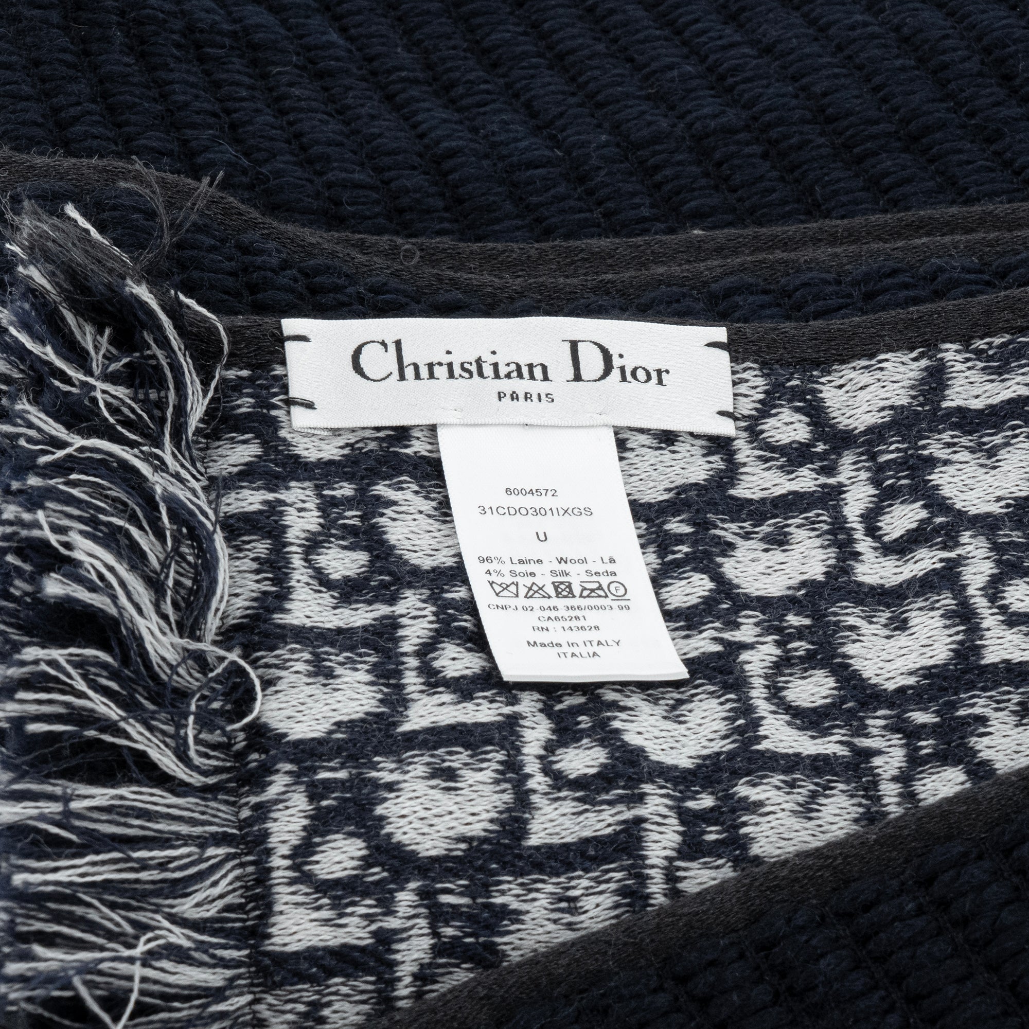 DIOR - Écharpe Dior en laine bleu marine