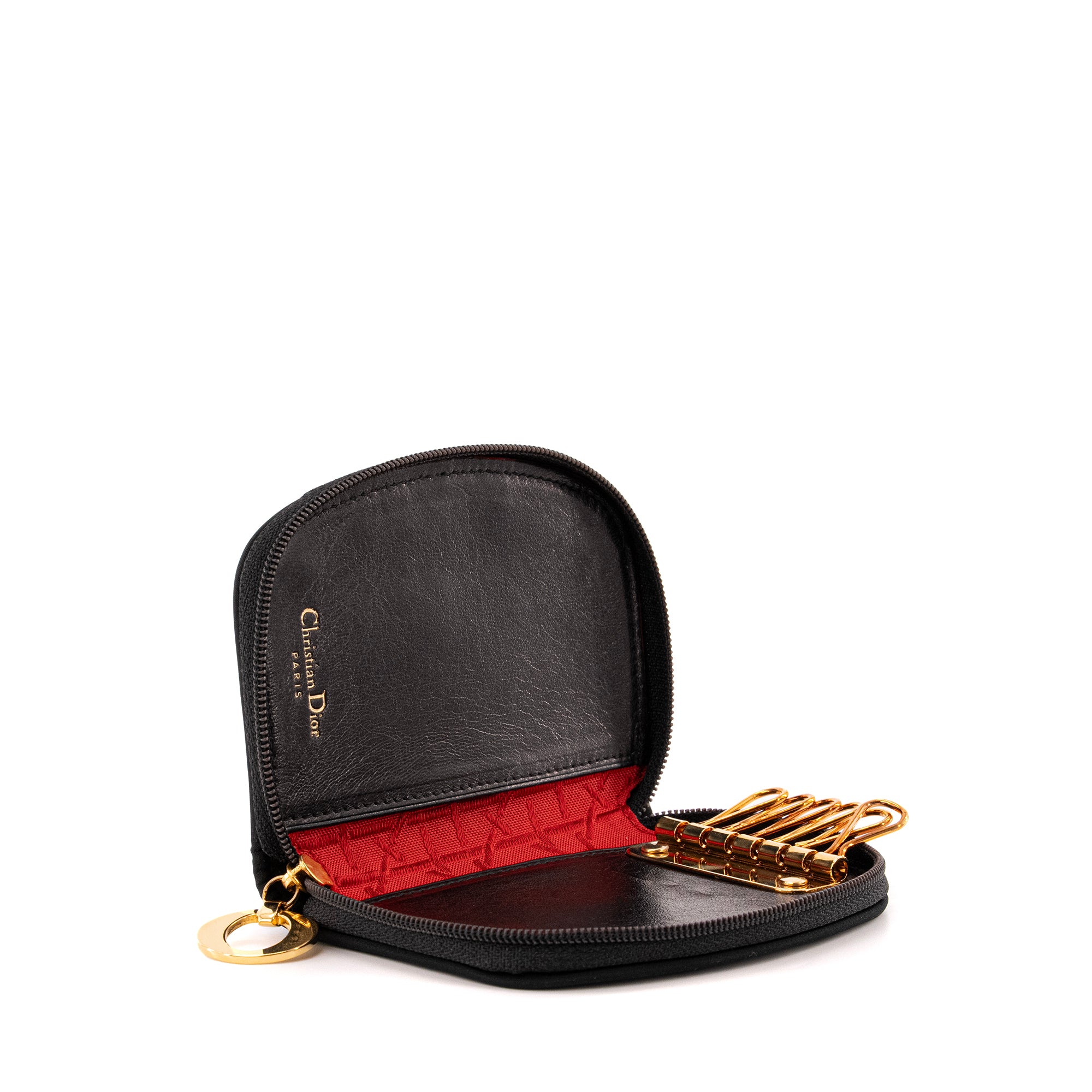 DIOR - Pochette Multiclés 6 Dior en toile cannage noir vintage