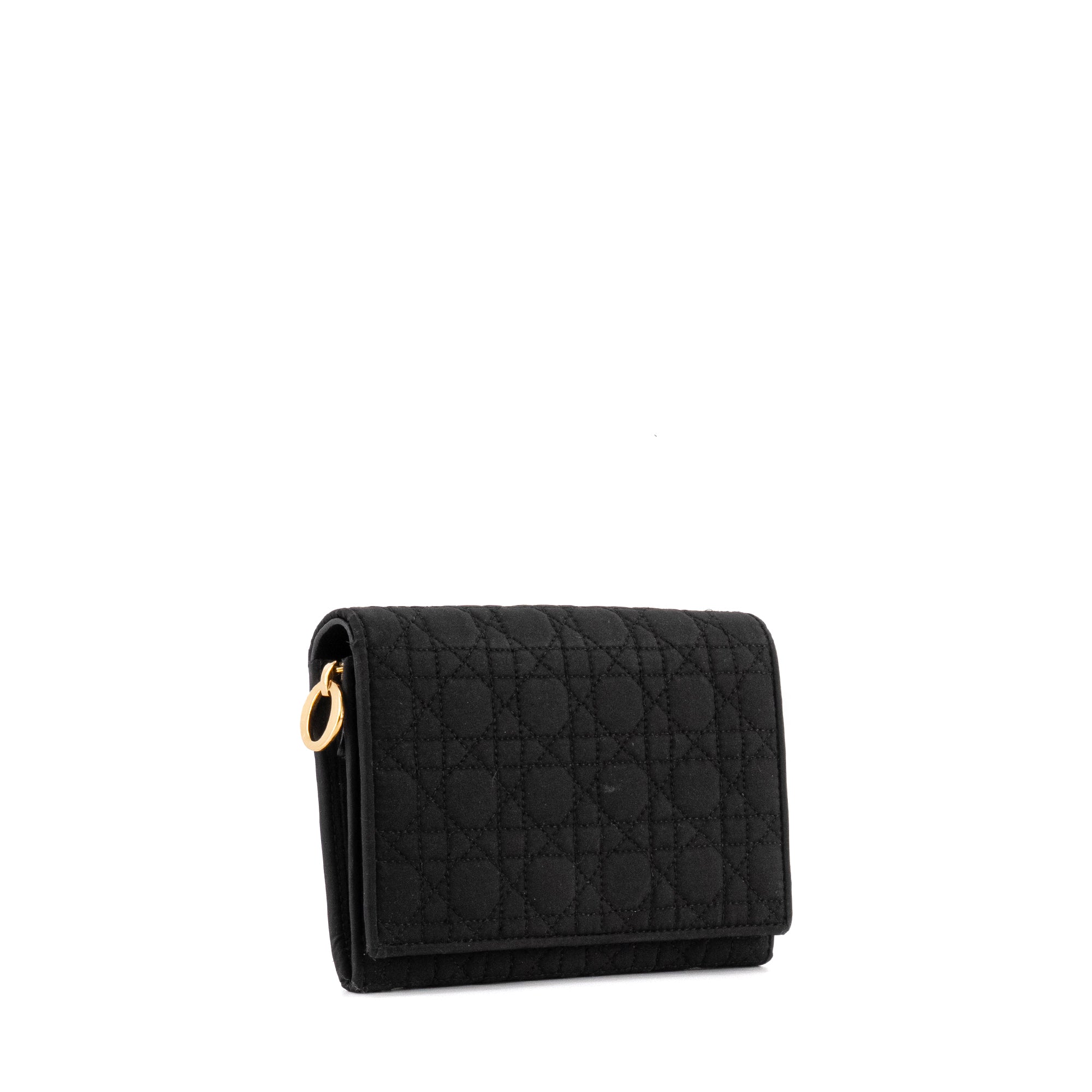 DIOR - Portefeuille Dior en toile cannage noir vintage