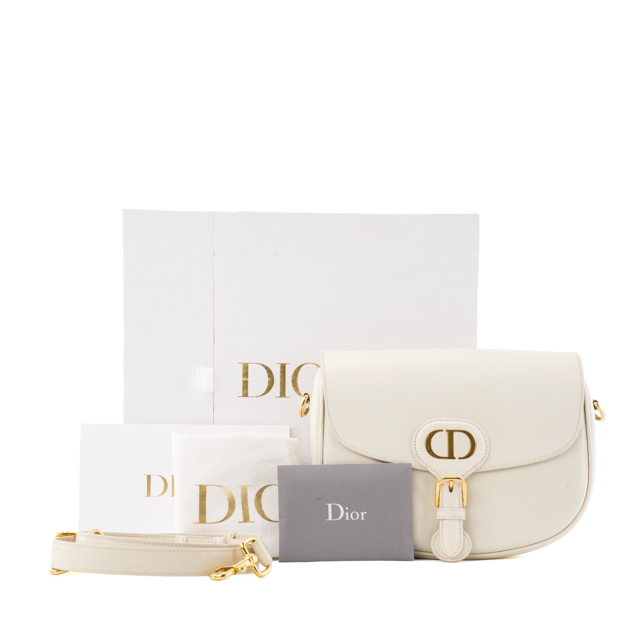 DIOR - Sac à bandoulière Bobby Dior en cuir lisse blanc