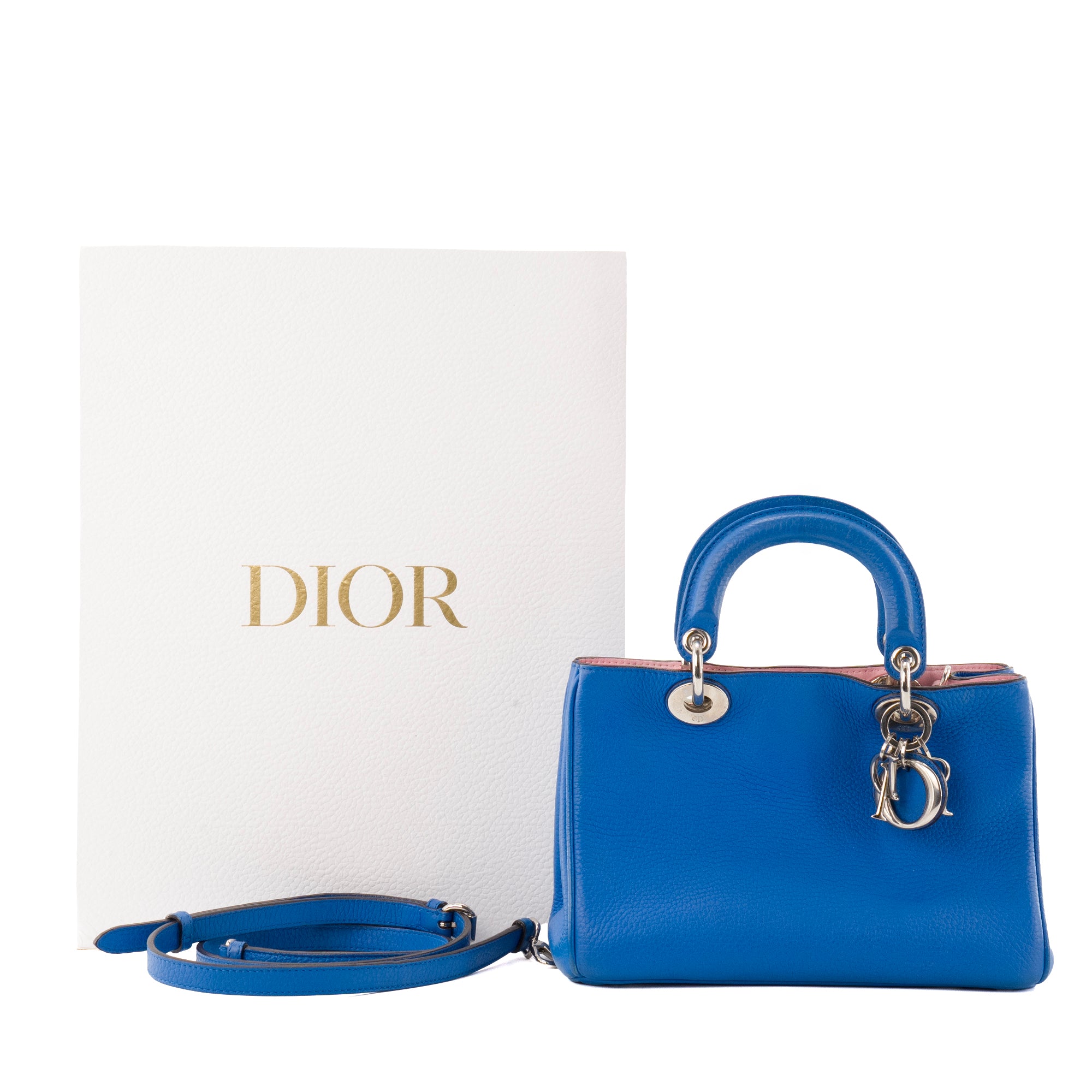 DIOR - Sac à bandoulière Diorissimo Dior en cuir grainé bleu