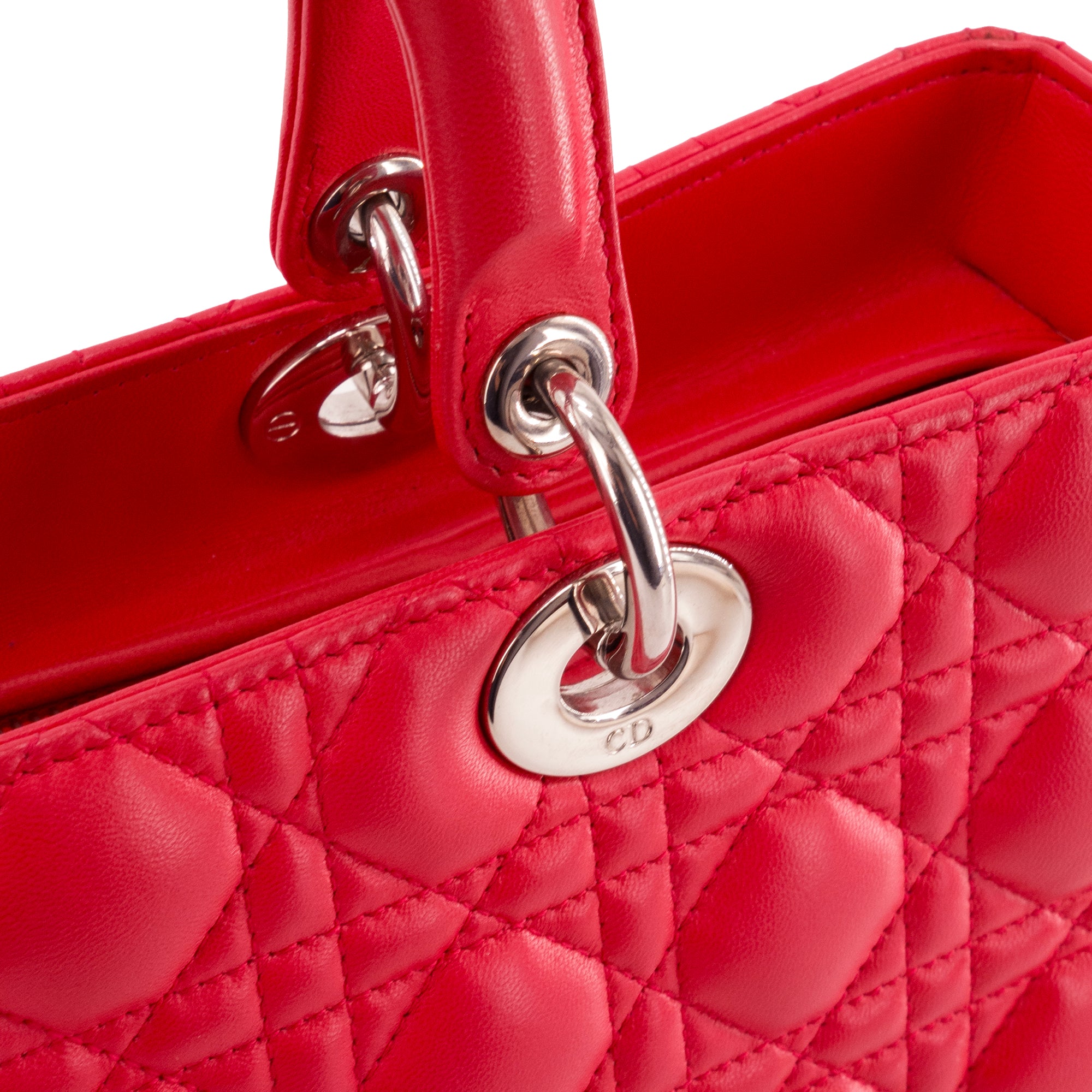 DIOR - Sac à main Lady Dior Large Dior en cuir cannage rose