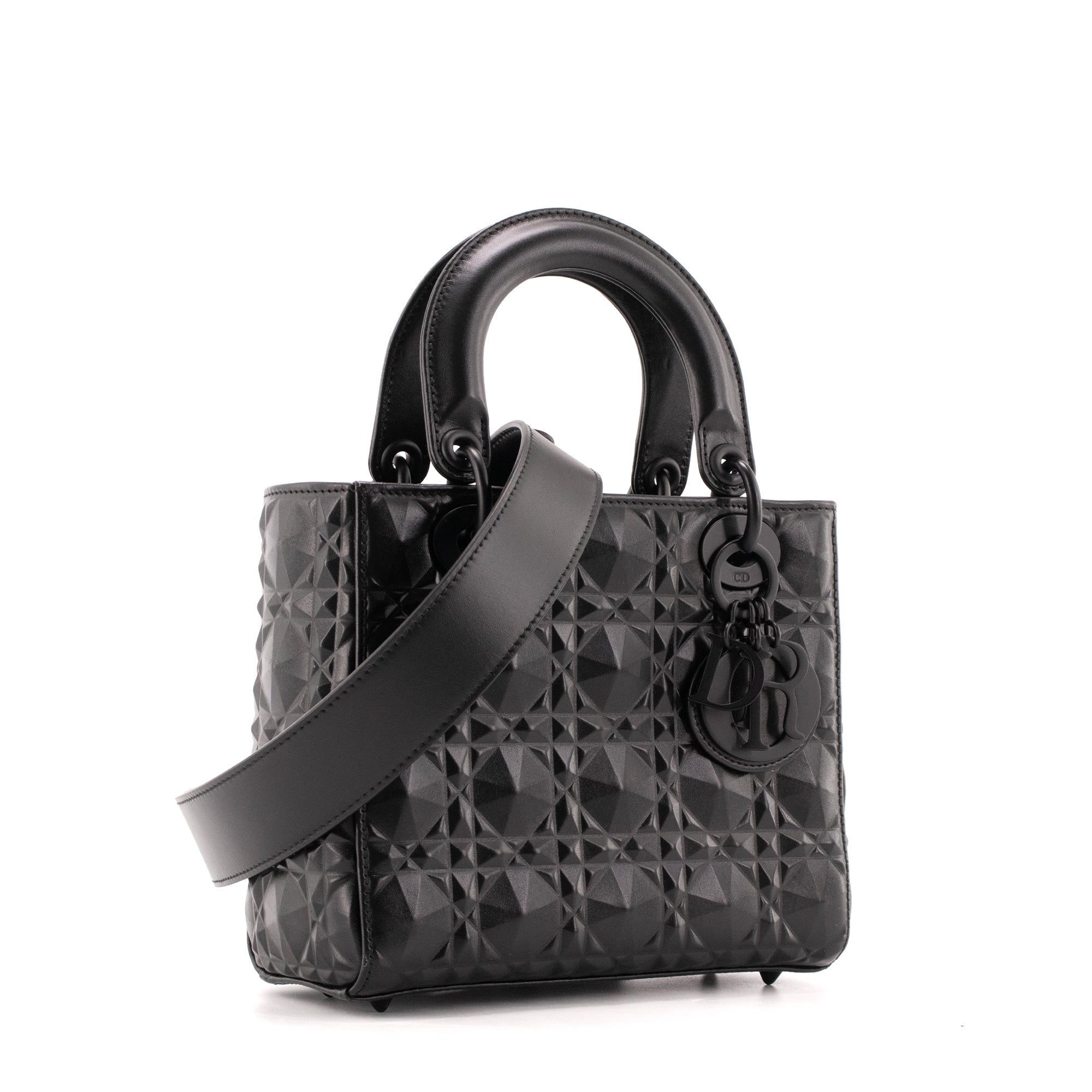DIOR - Sac à main Lady Dior My ABCDior Small en cuir cannage diamant noir