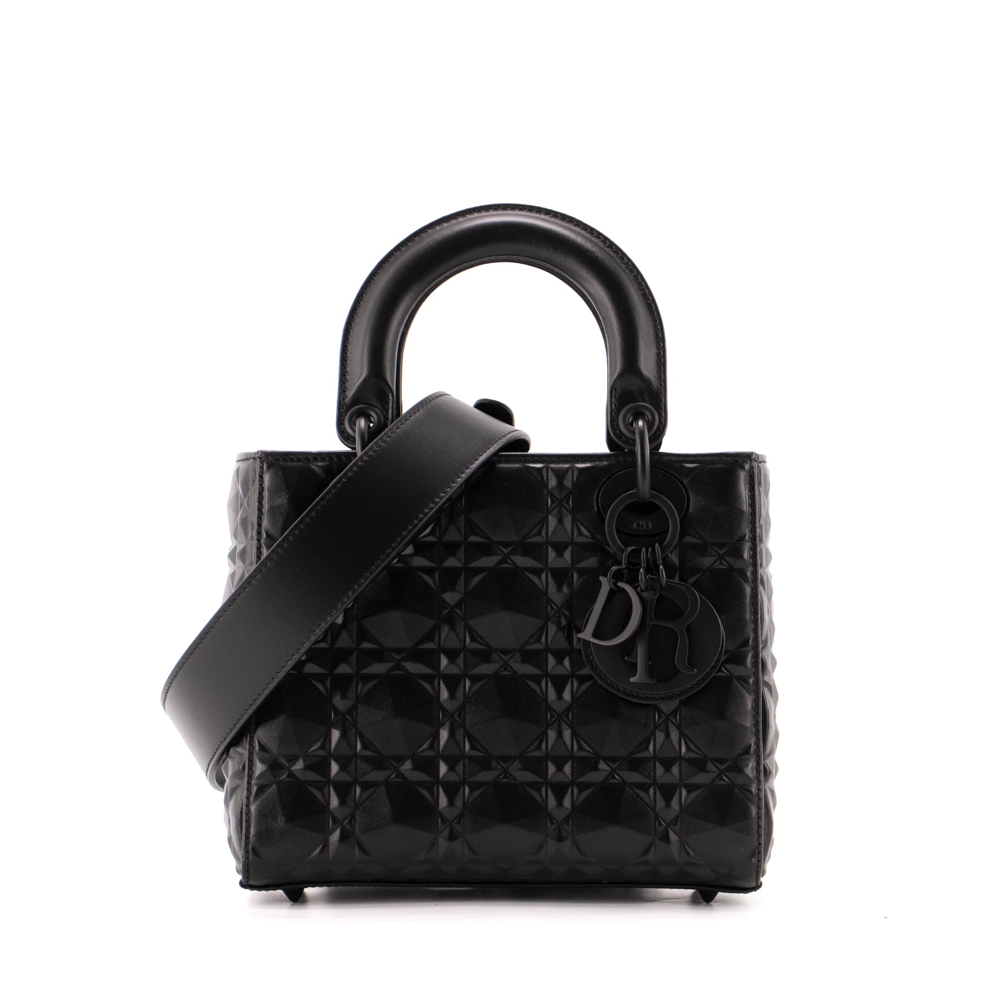 DIOR - Sac à main Lady Dior My ABCDior Small en cuir cannage diamant noir