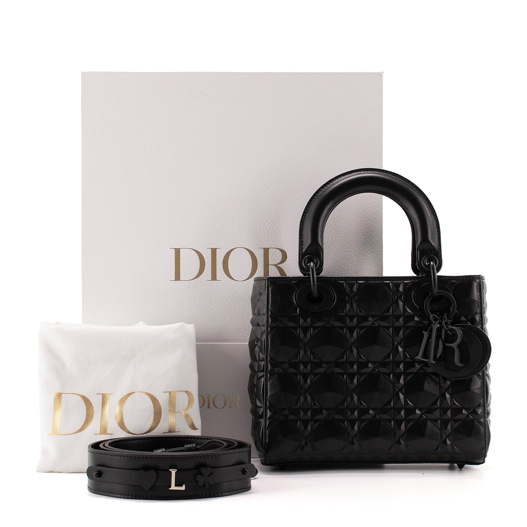 DIOR - Sac à main Lady Dior My ABCDior Small en cuir cannage diamant noir