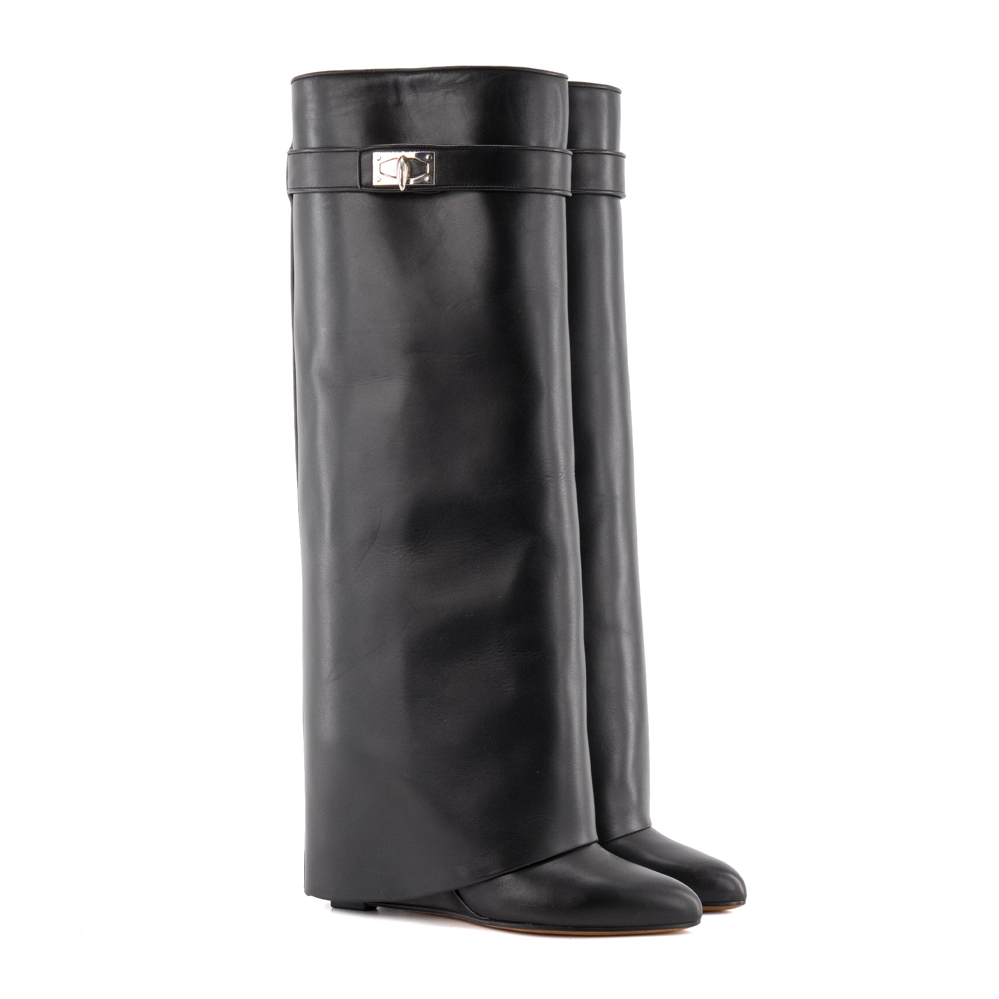 GIVENCHY - Bottes Shark Lock Givenchy en cuir noir (T37)