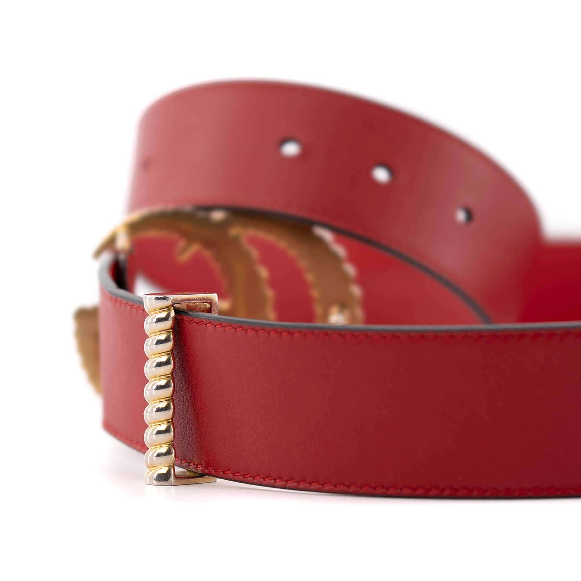 GUCCI - Ceinture Torchon GG Gucci en cuir rouge (T85)