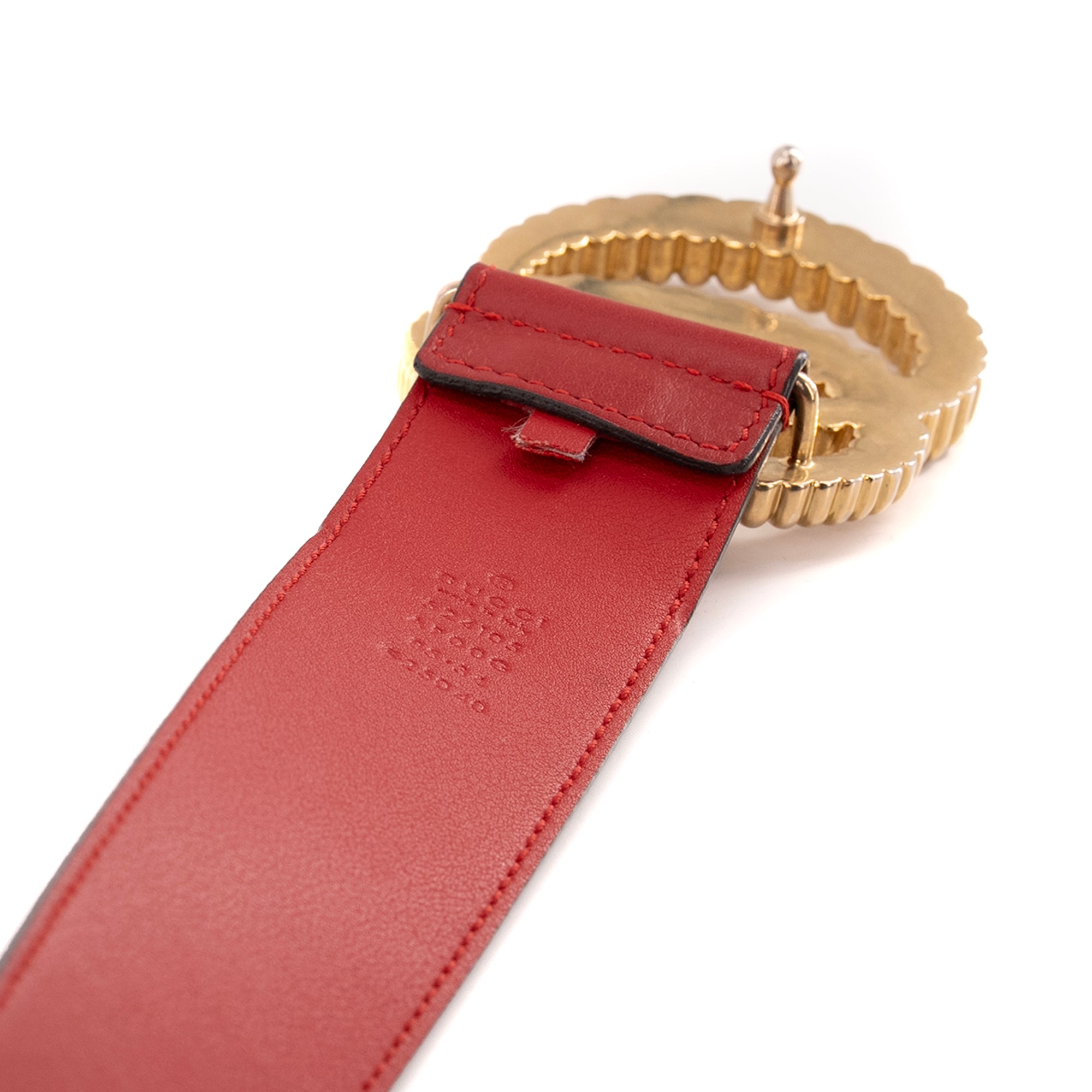 GUCCI - Ceinture Torchon GG Gucci en cuir rouge (T85)