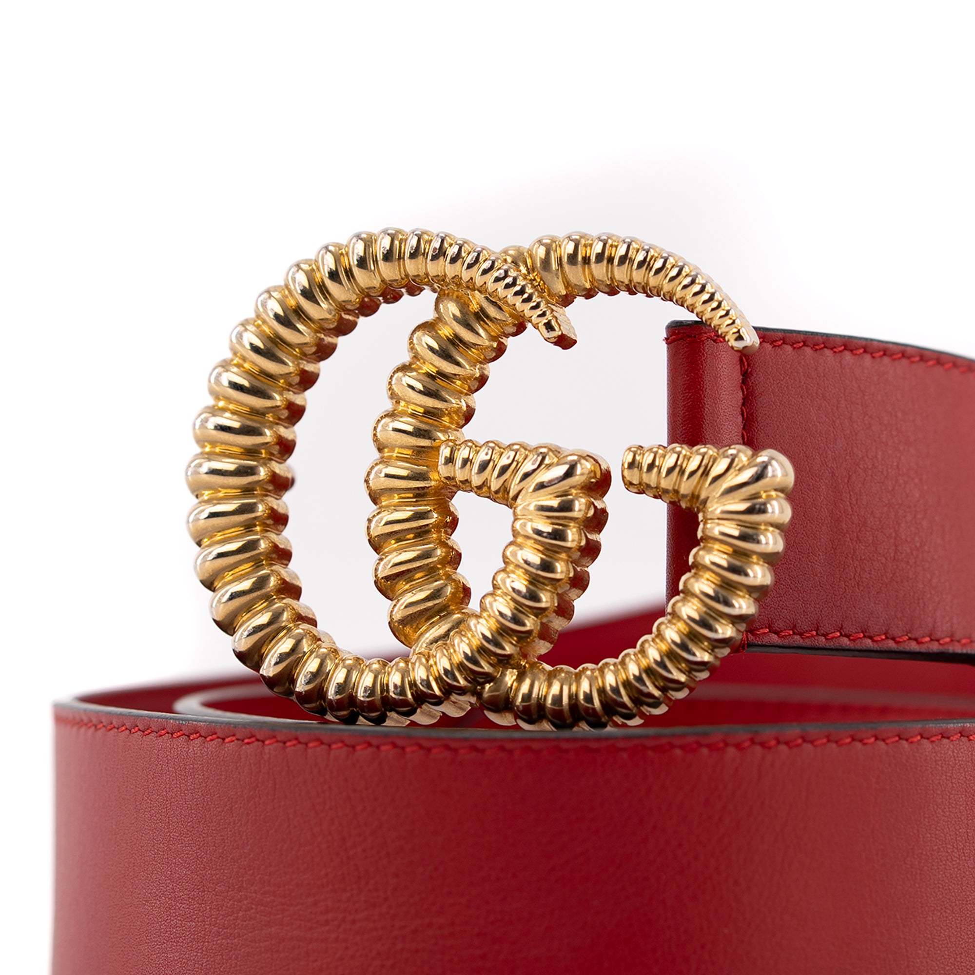 GUCCI - Ceinture Torchon GG Gucci en cuir rouge (T85)