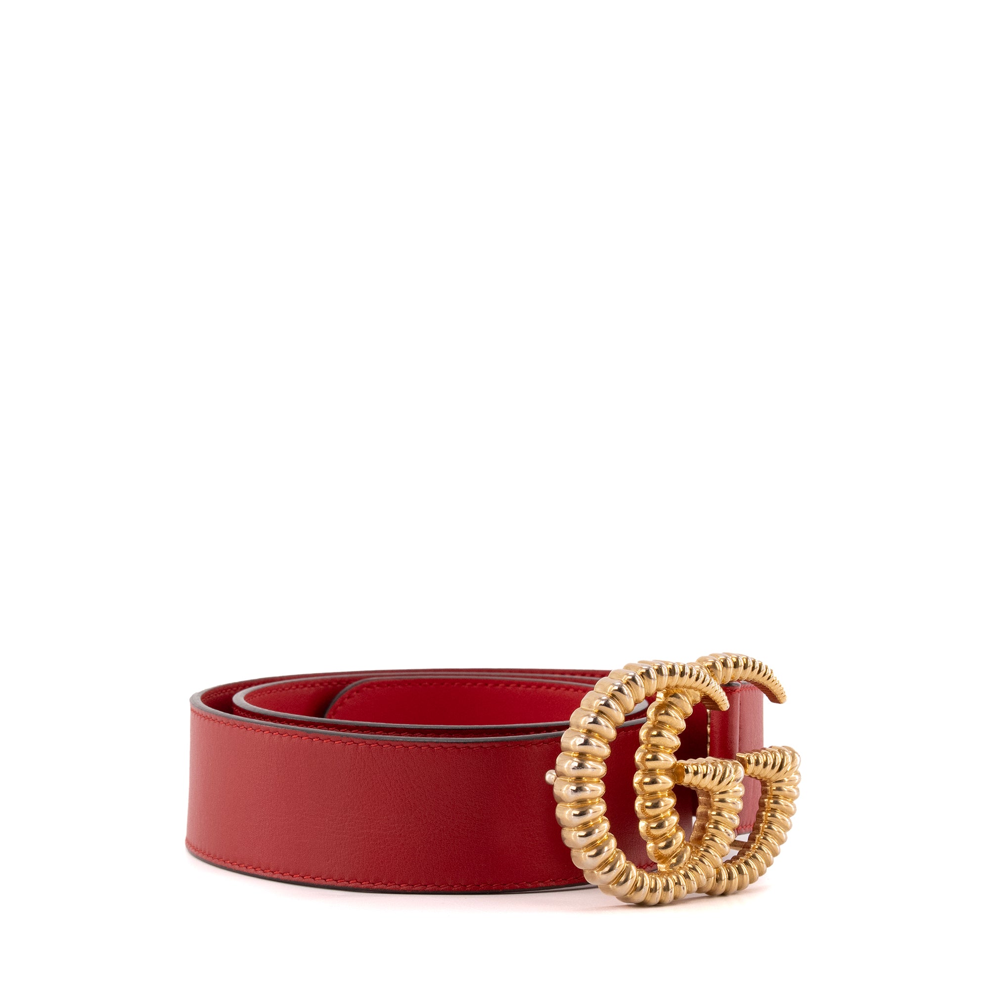 GUCCI - Ceinture Torchon GG Gucci en cuir rouge (T85)