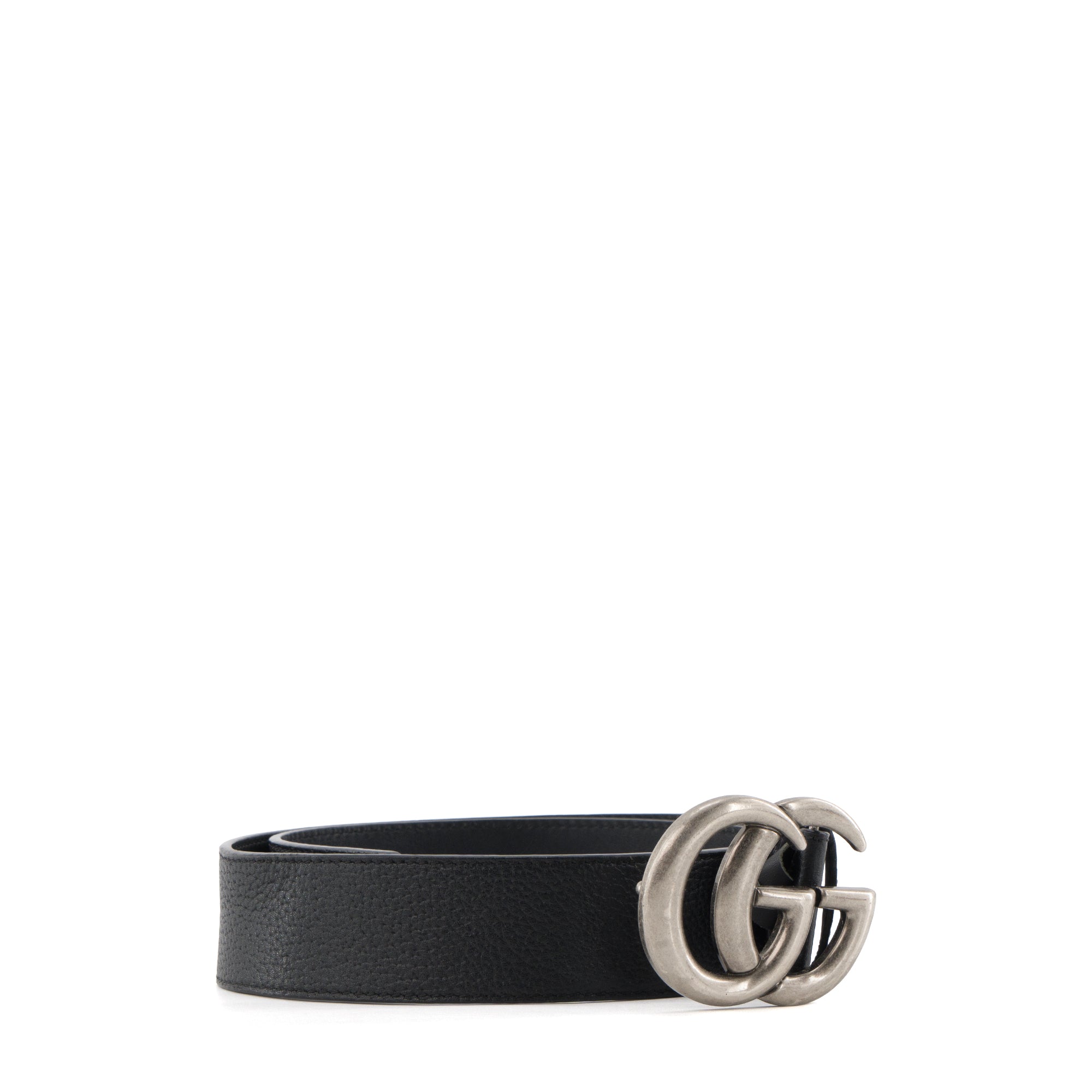 GUCCI - Ceinture GG Marmont Gucci en cuir grainé noir (T80)