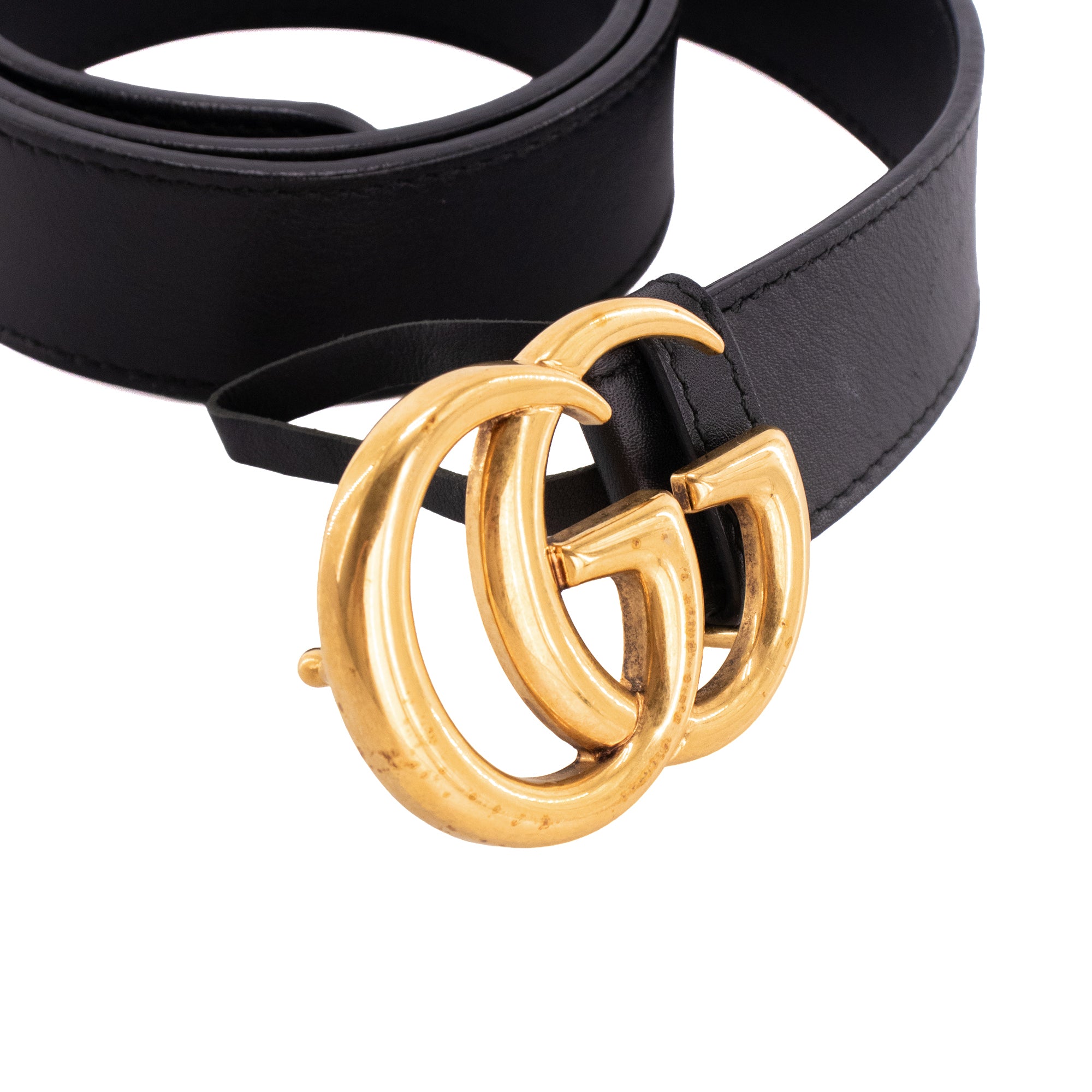 GUCCI - Ceinture GG Marmont Gucci en cuir noir (T80)