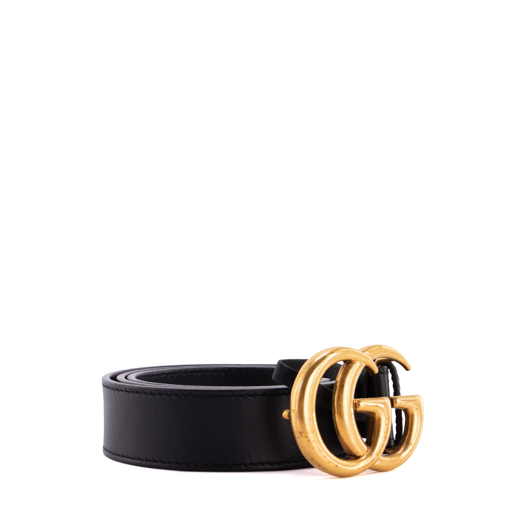 GUCCI - Ceinture GG Marmont Gucci en cuir noir (T80)