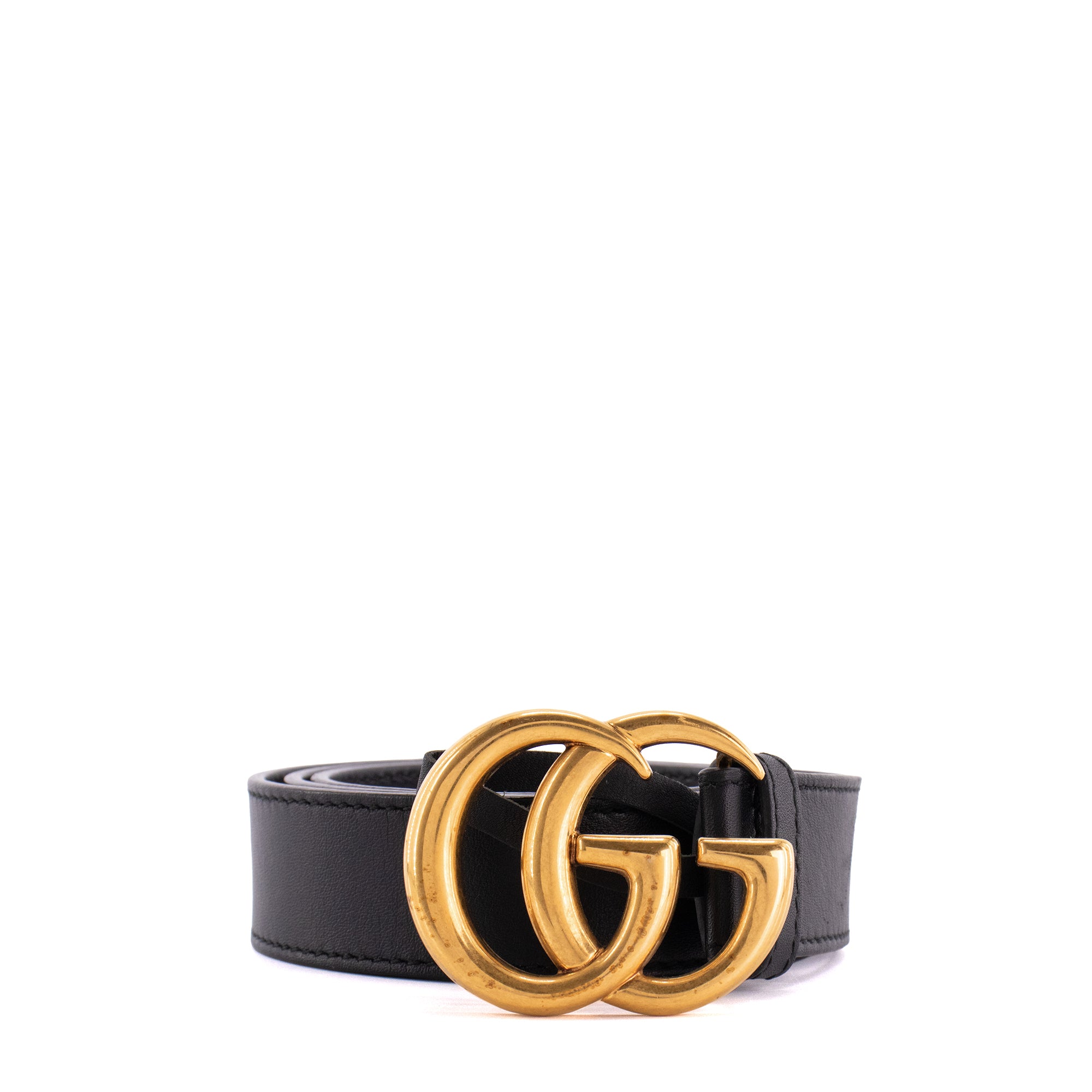 GUCCI - Ceinture GG Marmont Gucci en cuir noir (T80)
