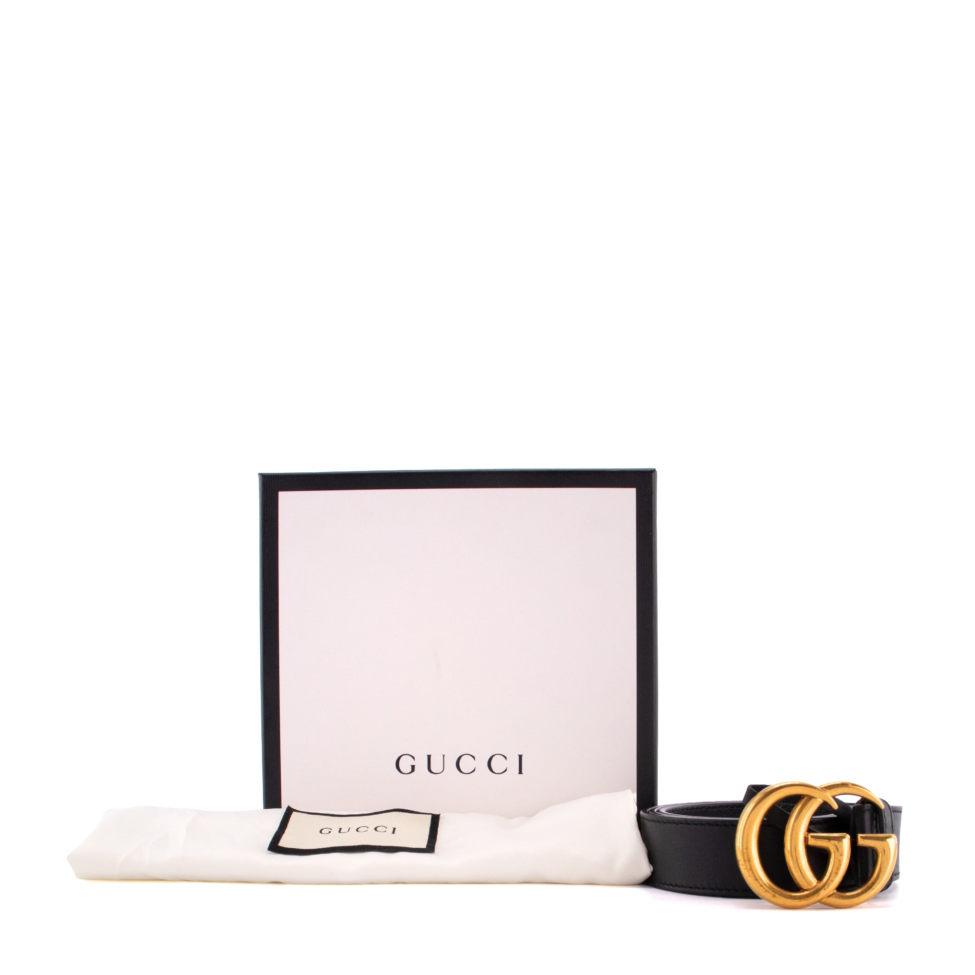 GUCCI - Ceinture GG Marmont Gucci en cuir noir (T80)