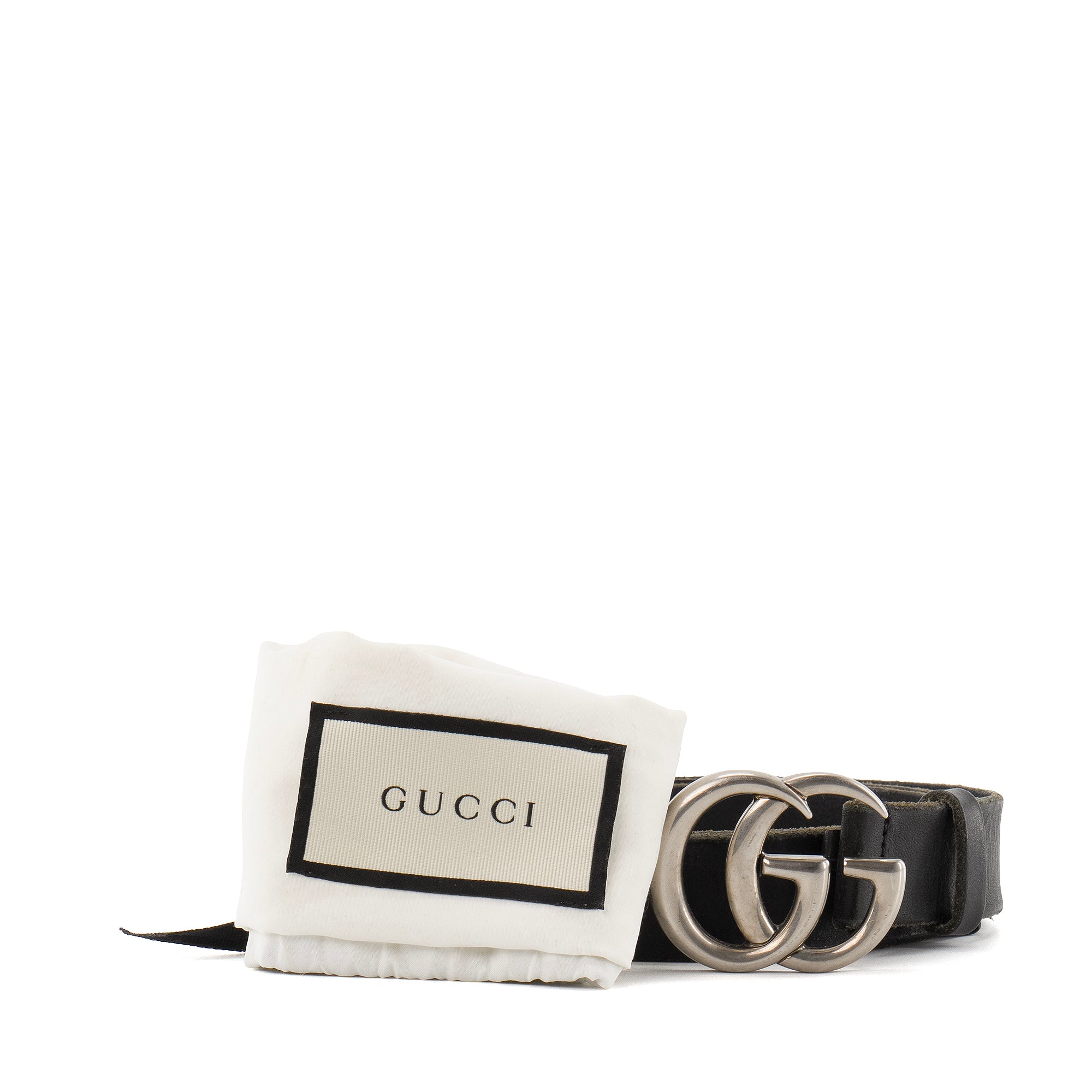GUCCI - Ceinture GG Marmont Gucci en cuir noir (T95)