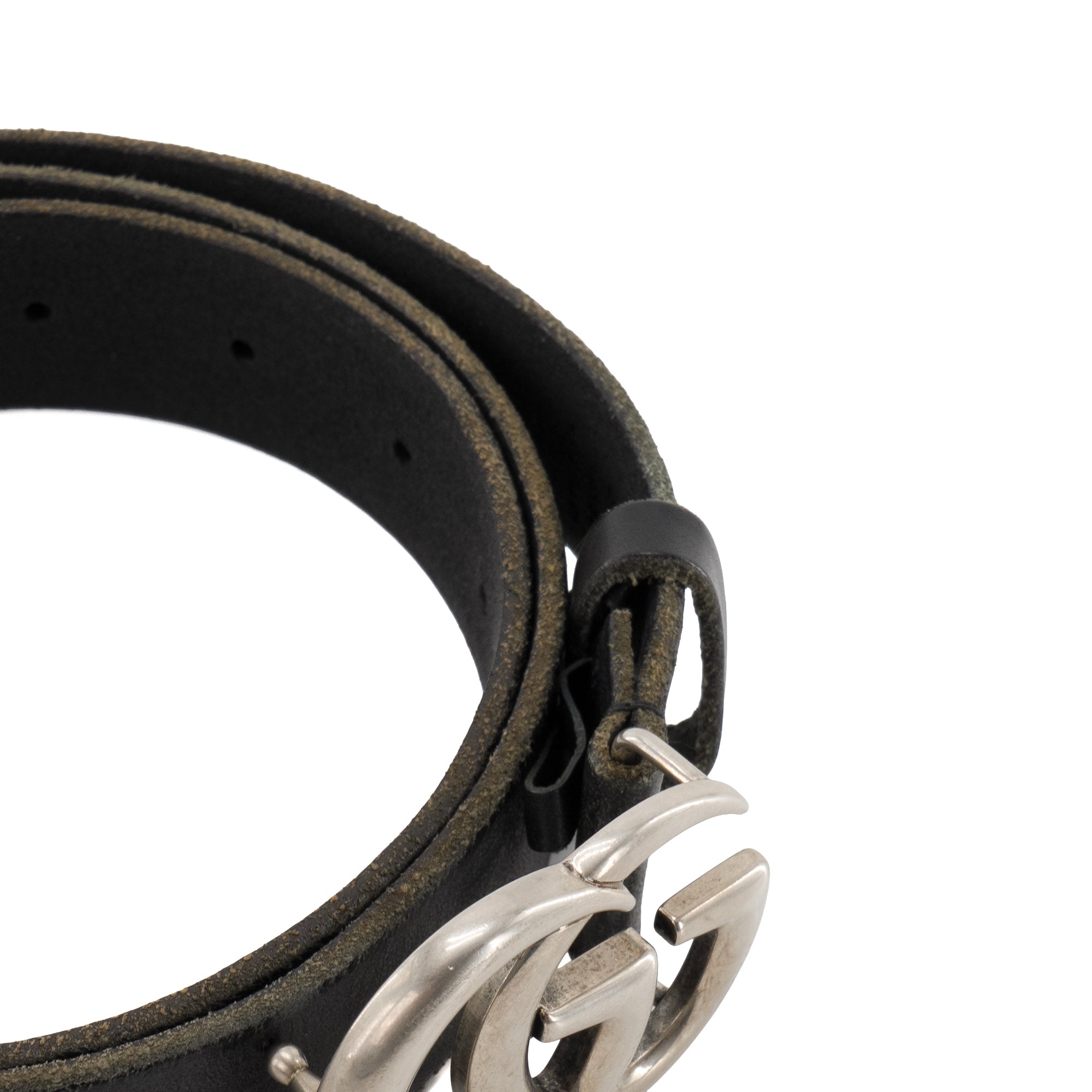 GUCCI - Ceinture GG Marmont Gucci en cuir noir (T95)