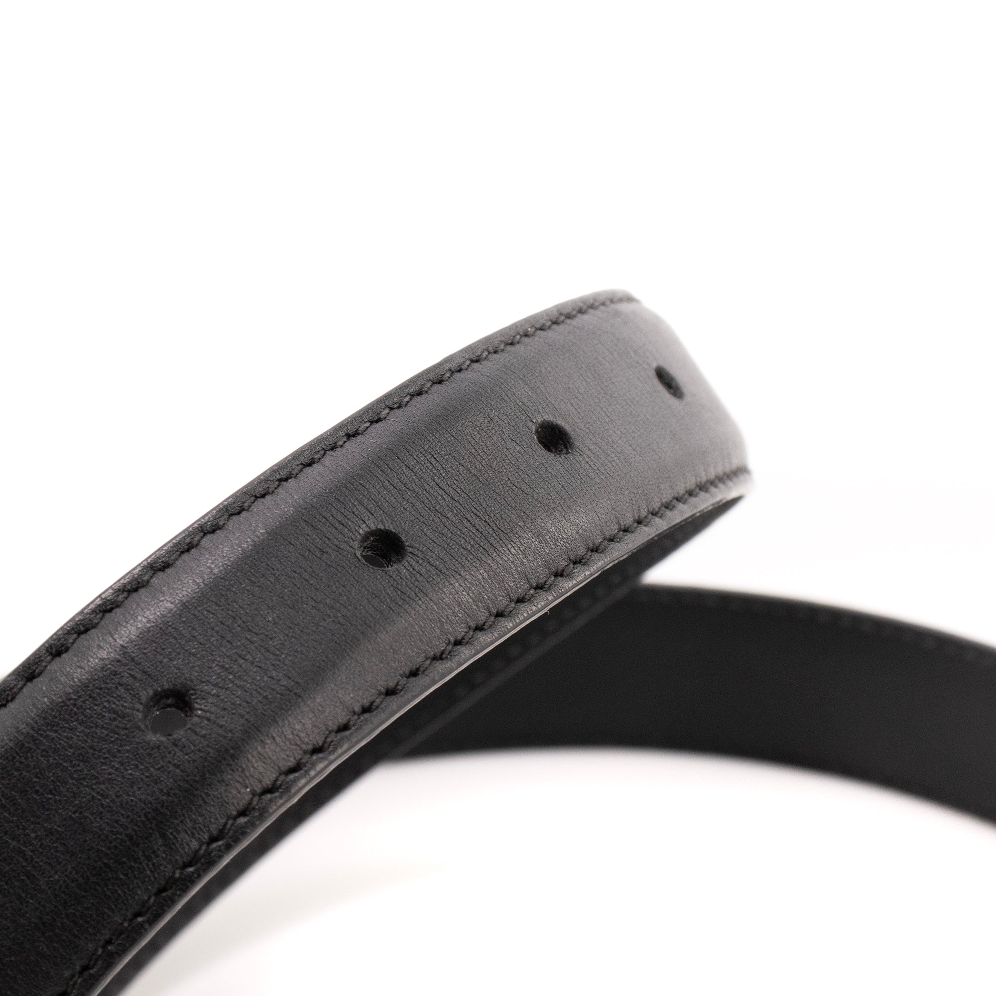 GUCCI - Ceinture Interlocking Gucci en cuir lisse noir (T80)