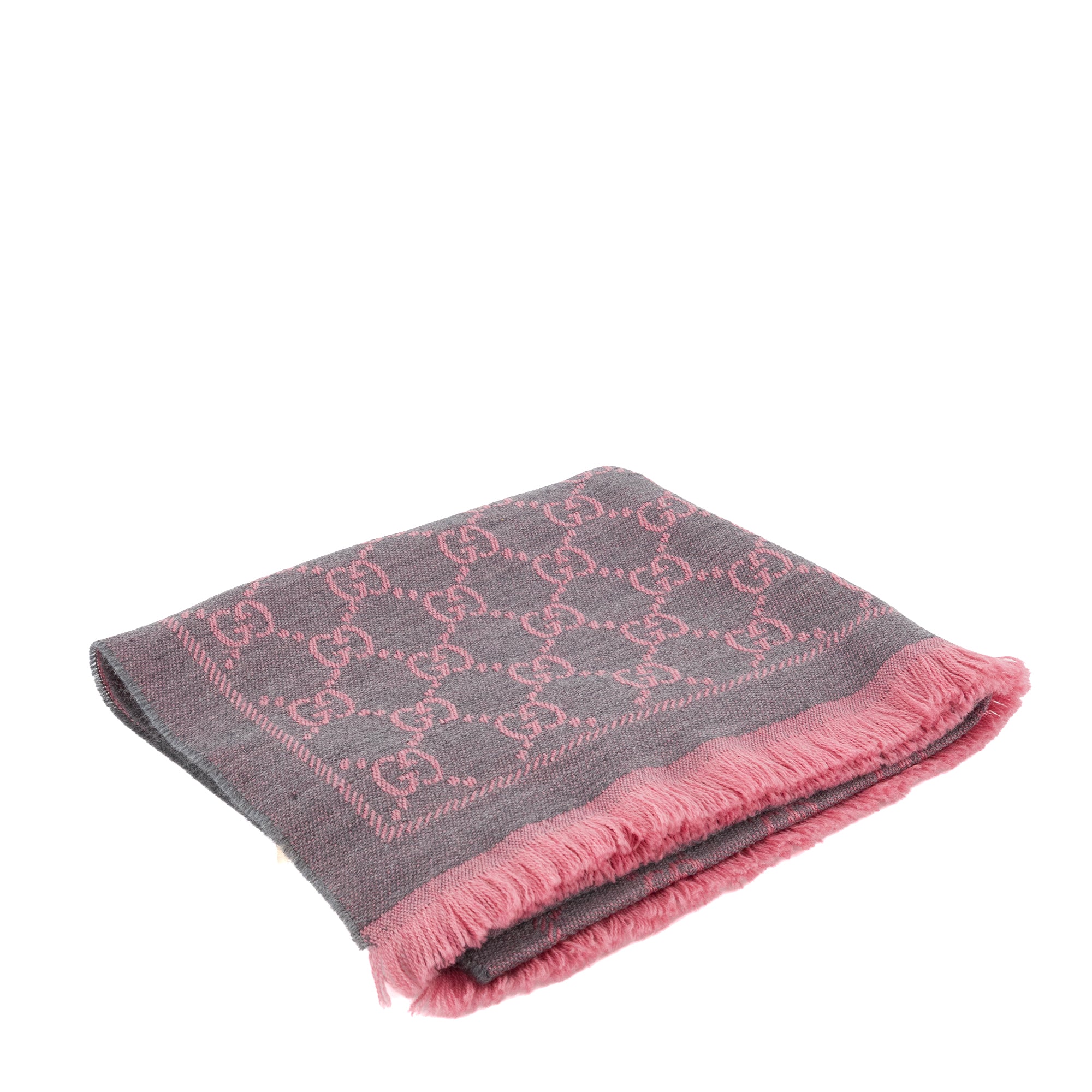 GUCCI - Écharpe GG Gucci en laine grise et rose
