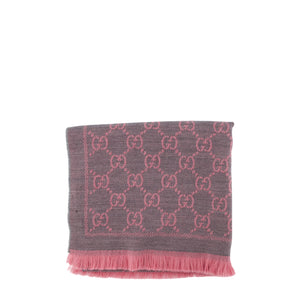 GUCCI - Écharpe GG Gucci en laine grise et rose