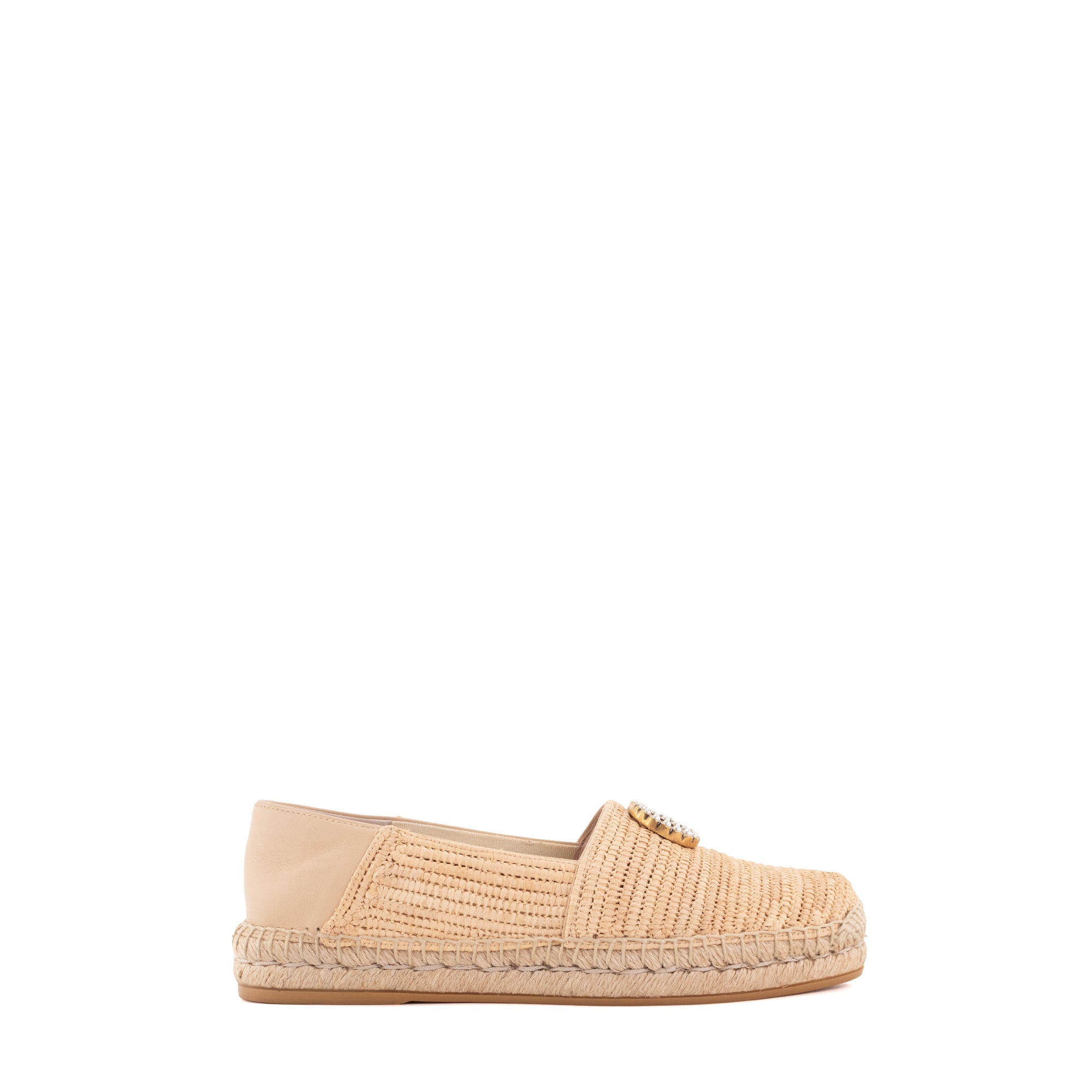 GUCCI - Espadrilles GG Gucci en raphia et cuir beige (T37.5)